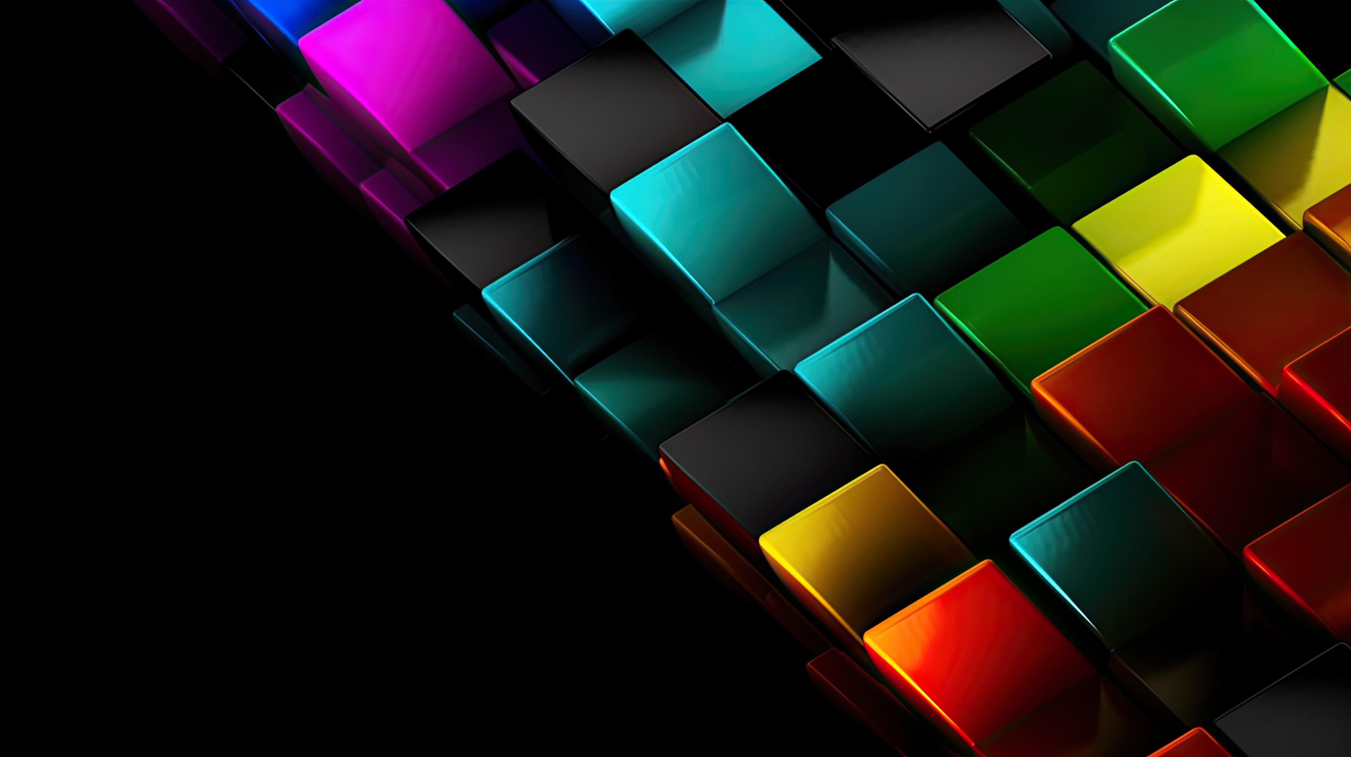 Modern colorful 3d cubes abstract on dark background