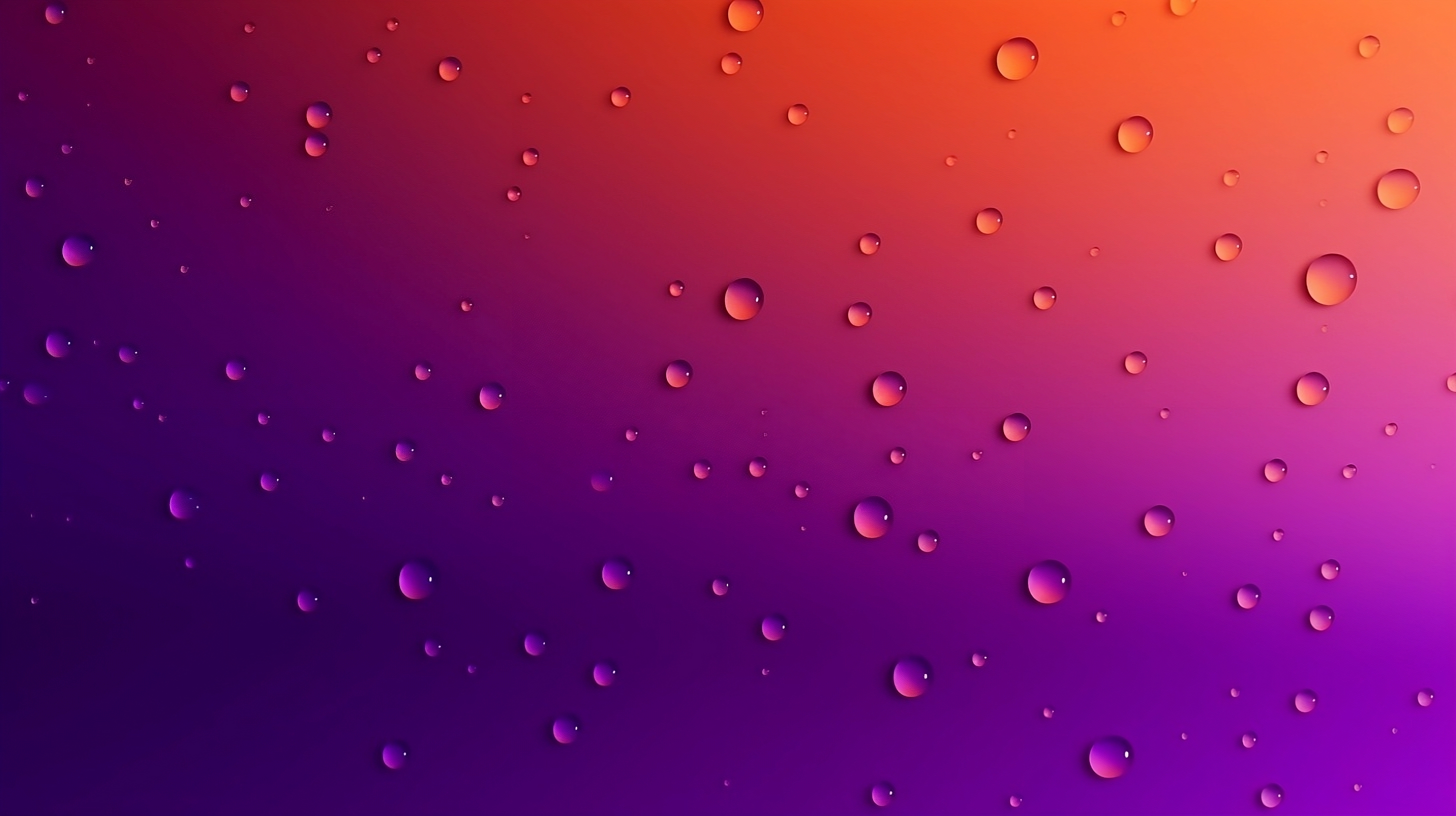 Rain droplets on blue purple orange gradient background