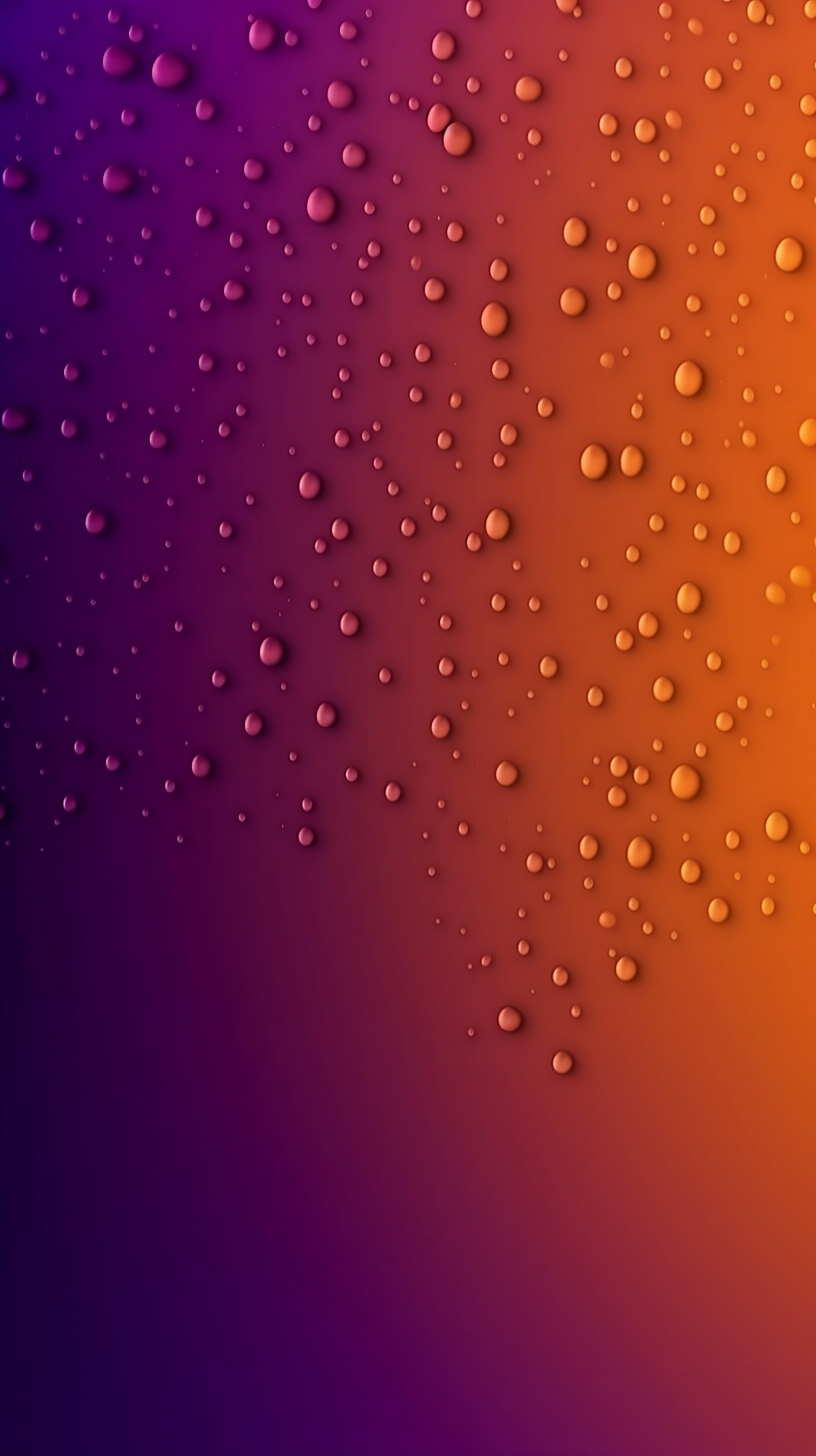 Rain droplets on purple orange gradient background