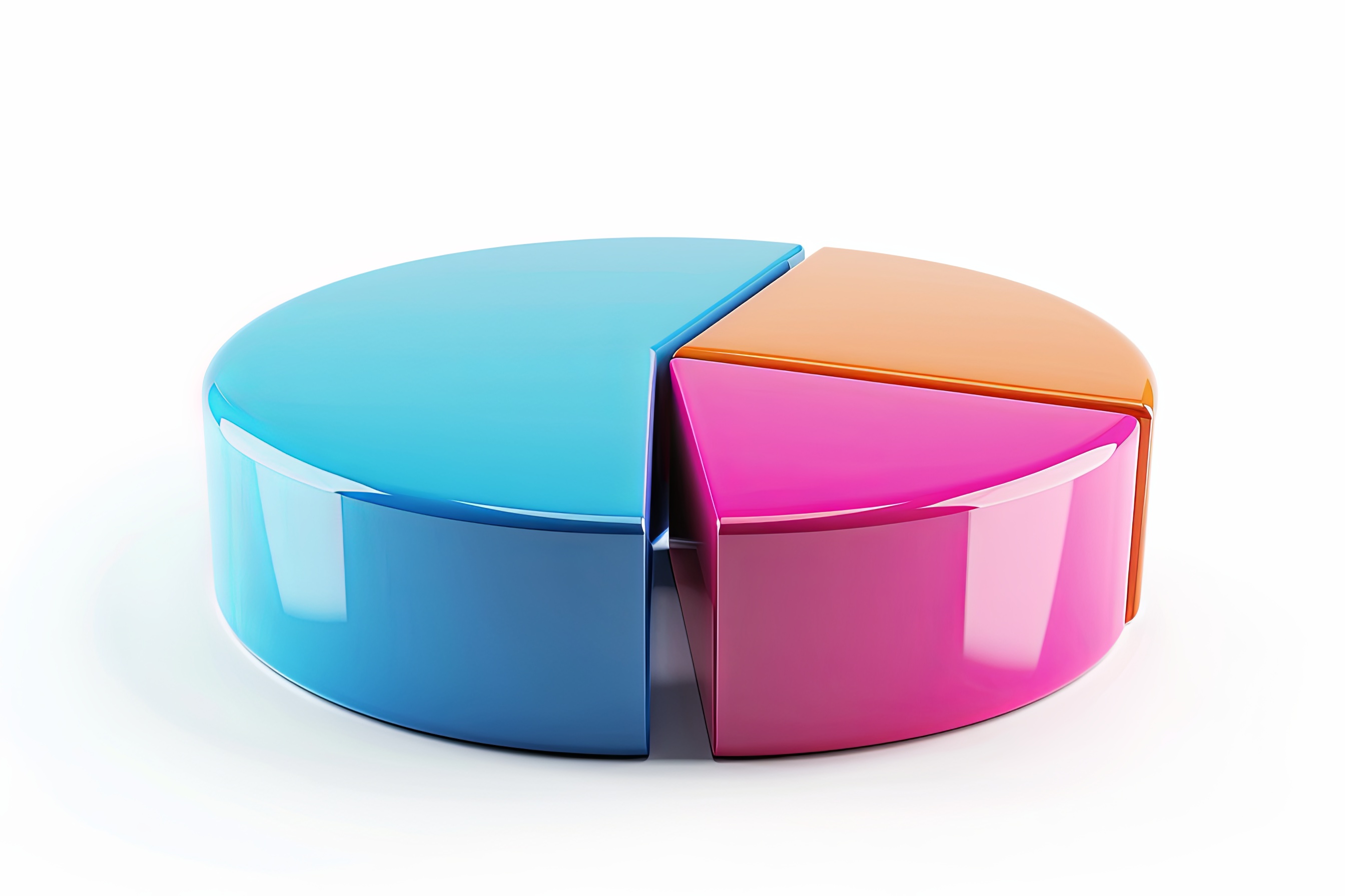 3D Multi-Color pie chart on white background