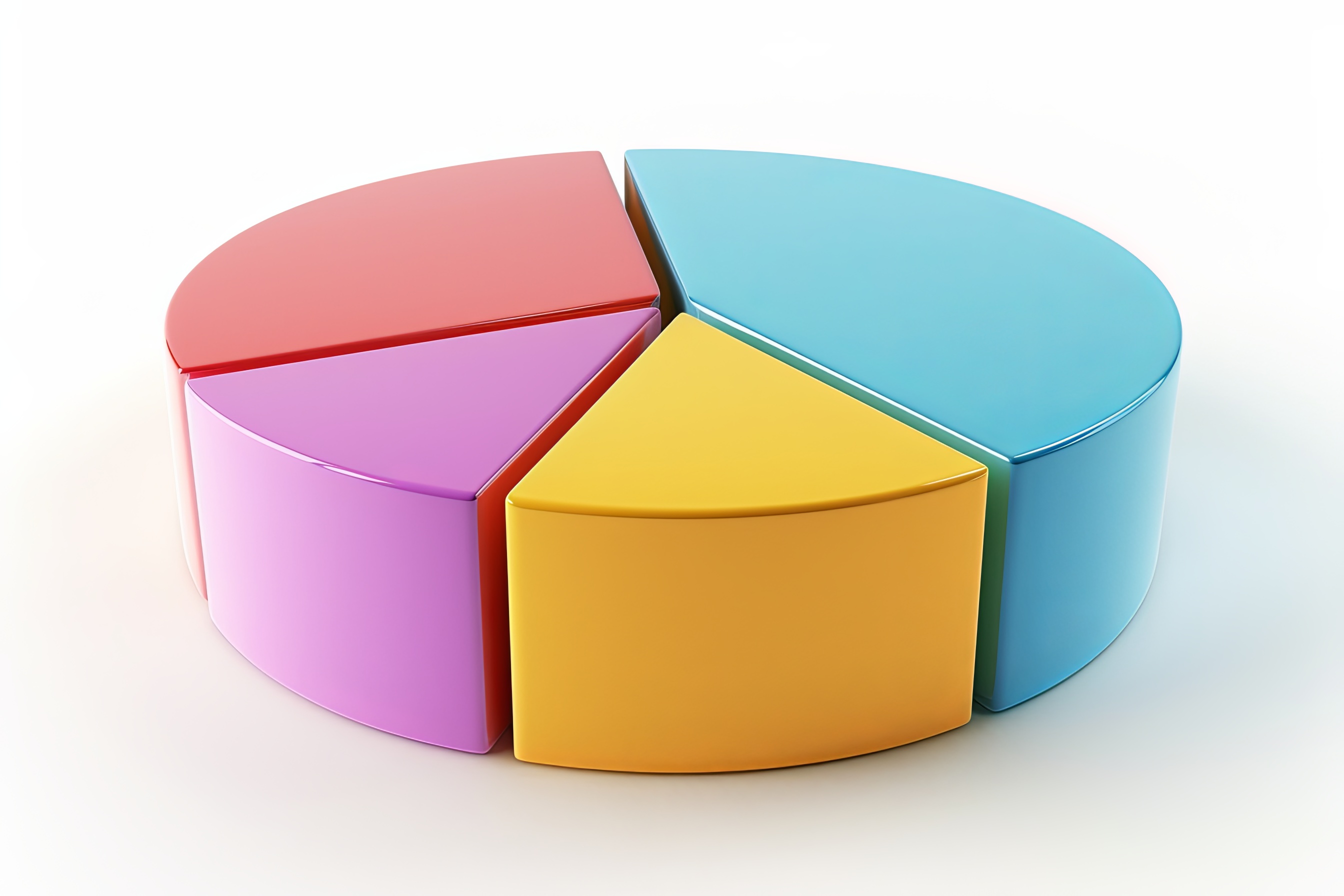 3D Multi-Color pie chart on white background
