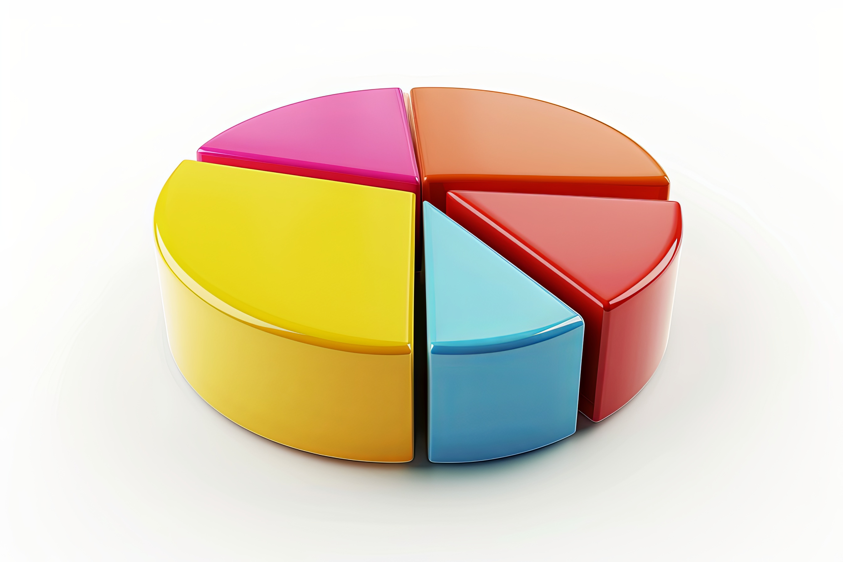 3D Multi-Color pie chart on white background