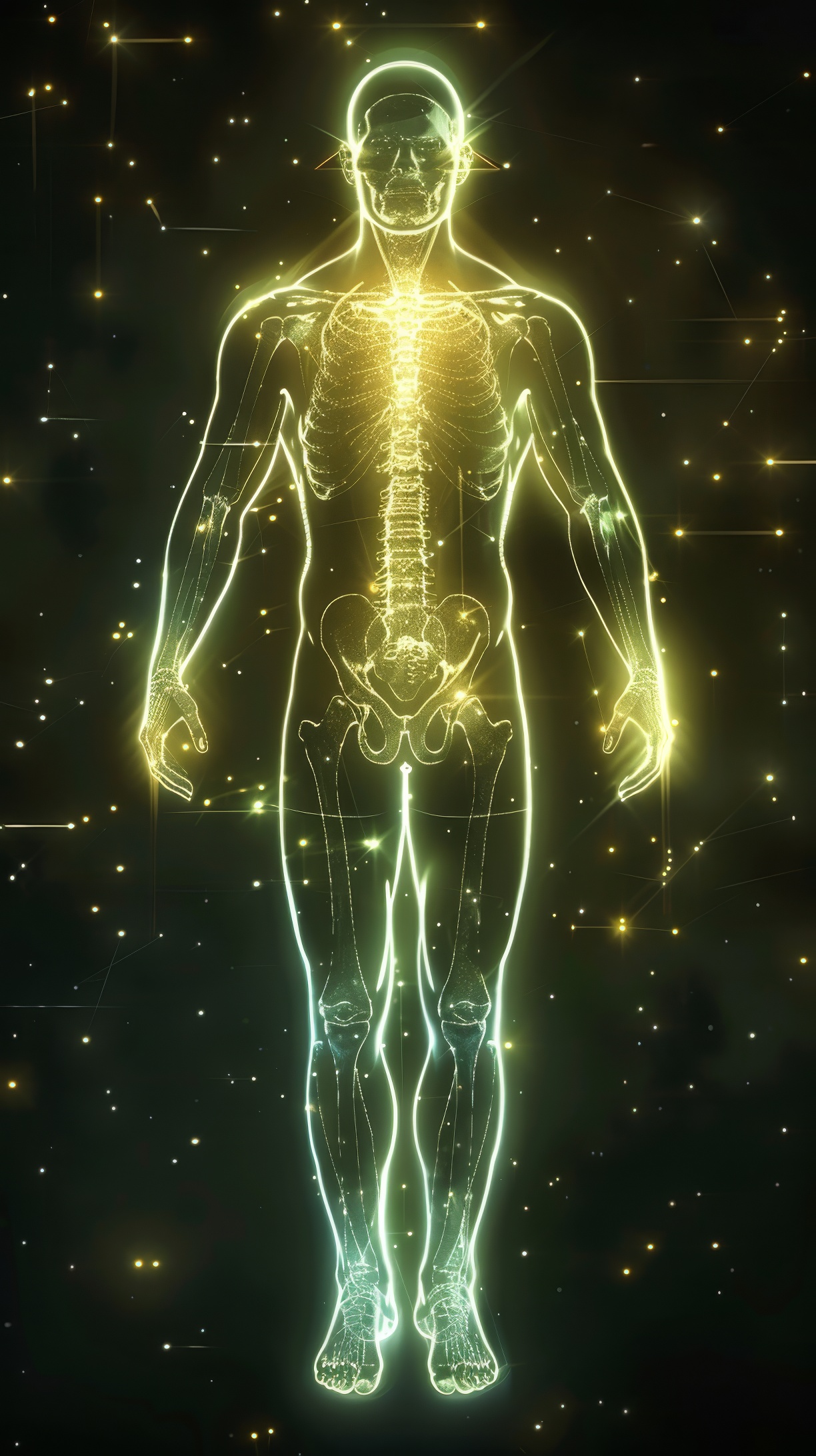 Illustration of glowing body standing man
