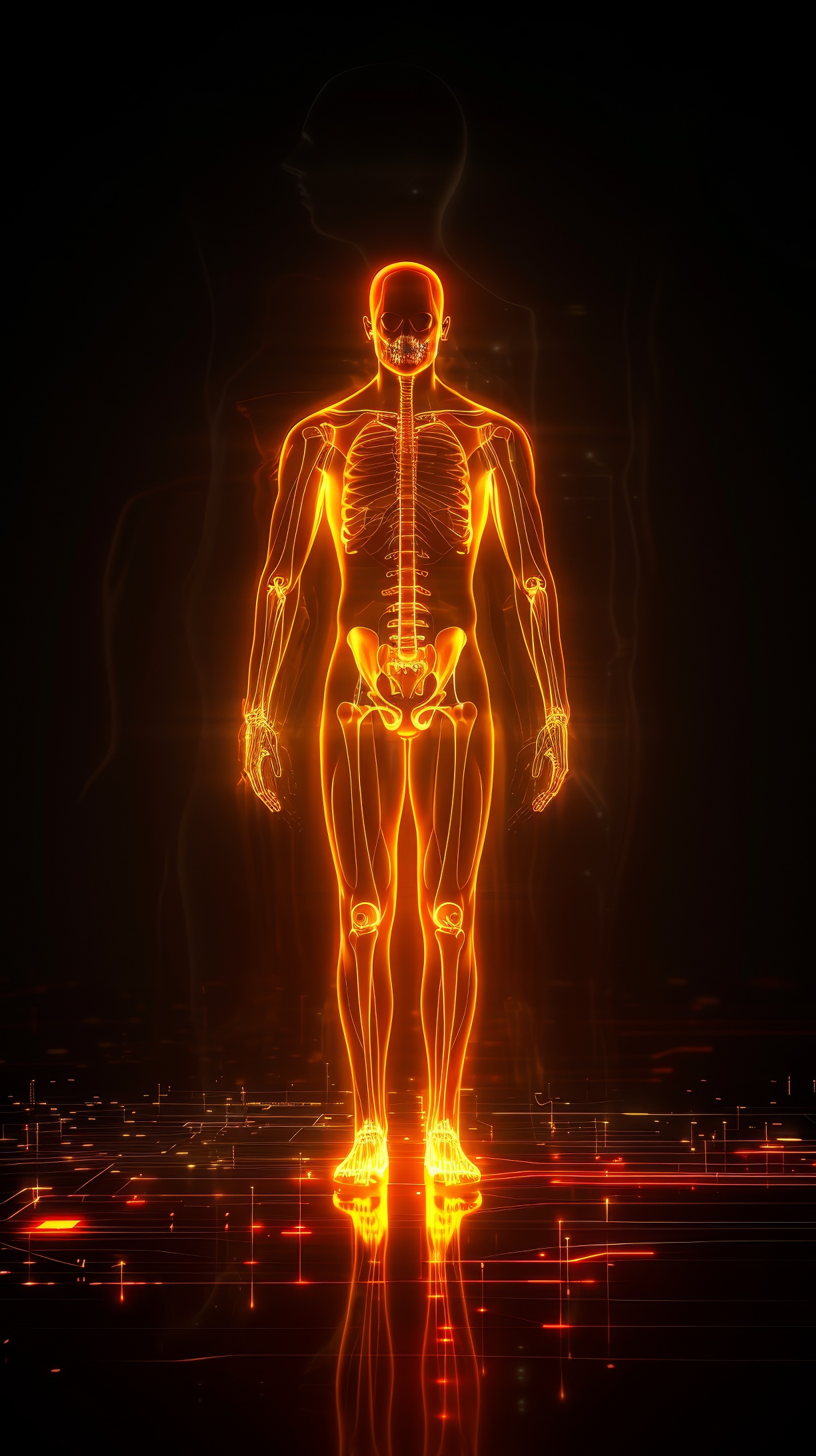 Illustration of glowing body standing man