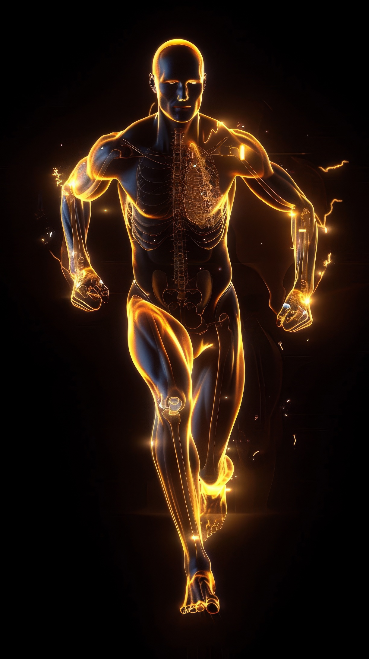 Illustration of the inner energy of a running man