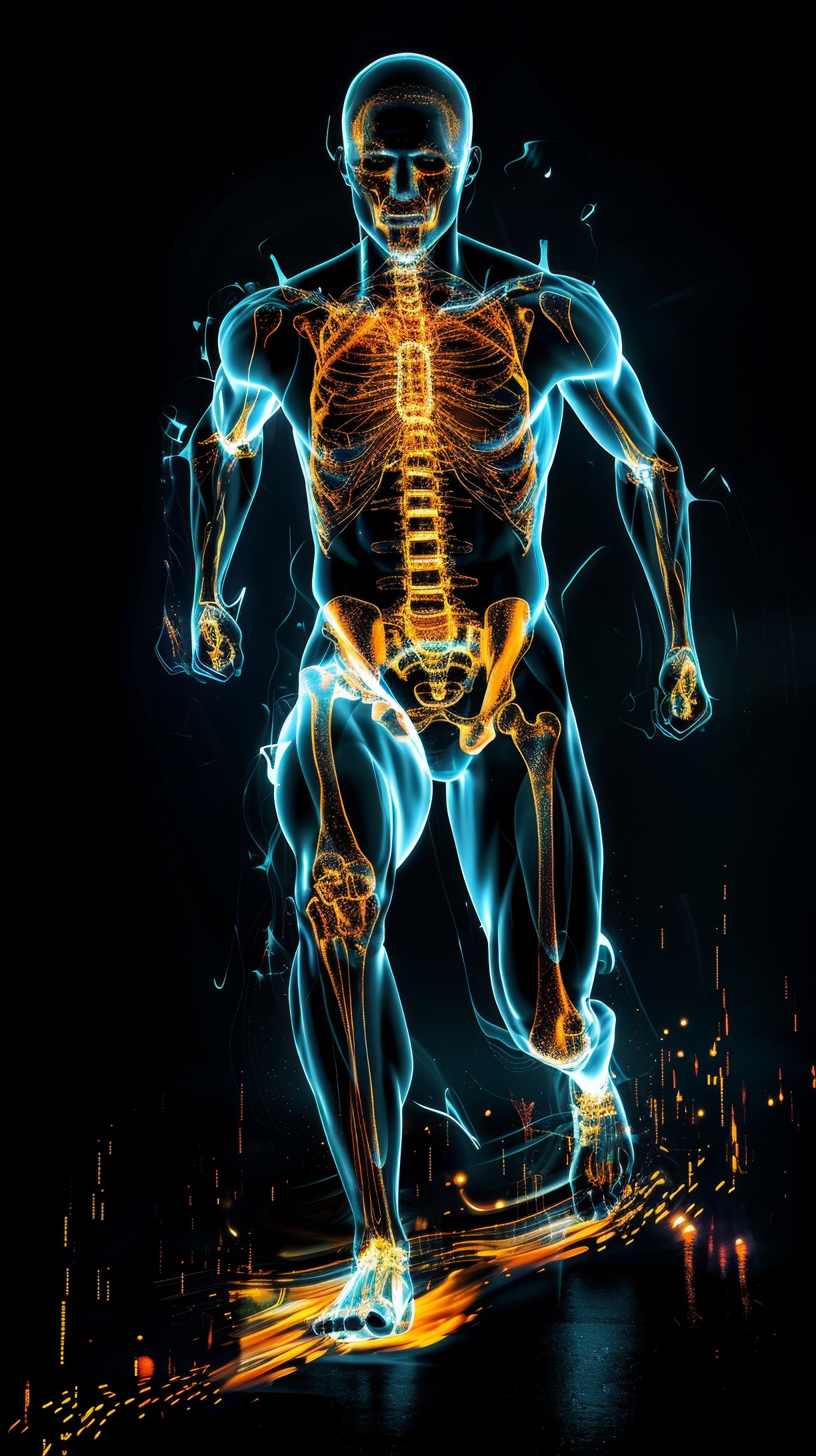 Illustration of the inner energy of a running man