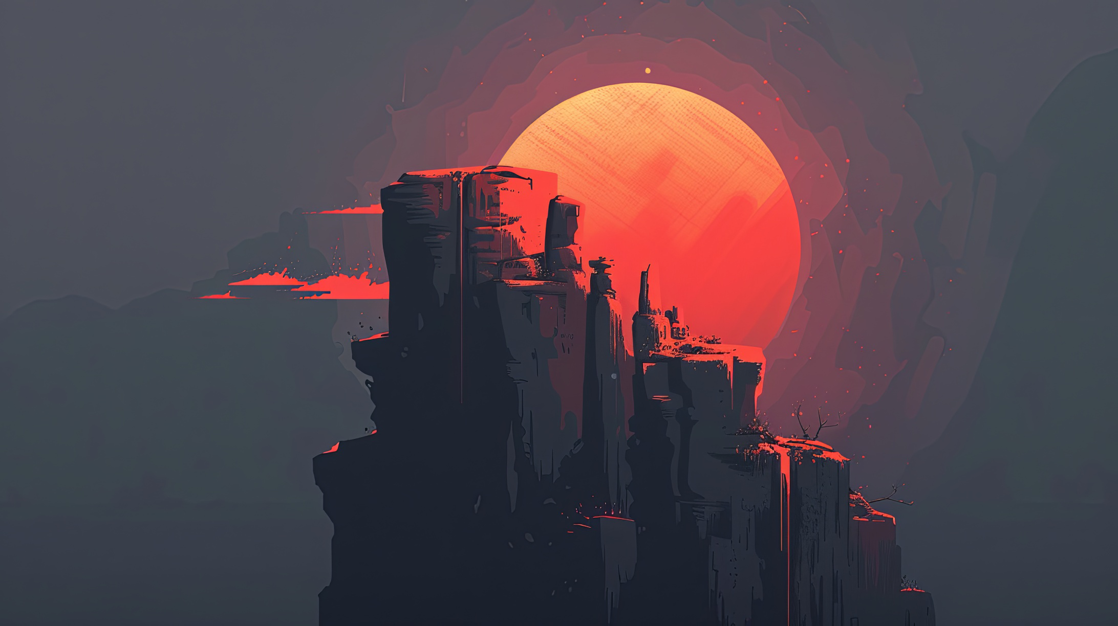 Landscape of the sunrise mountain, minimal wallpaper