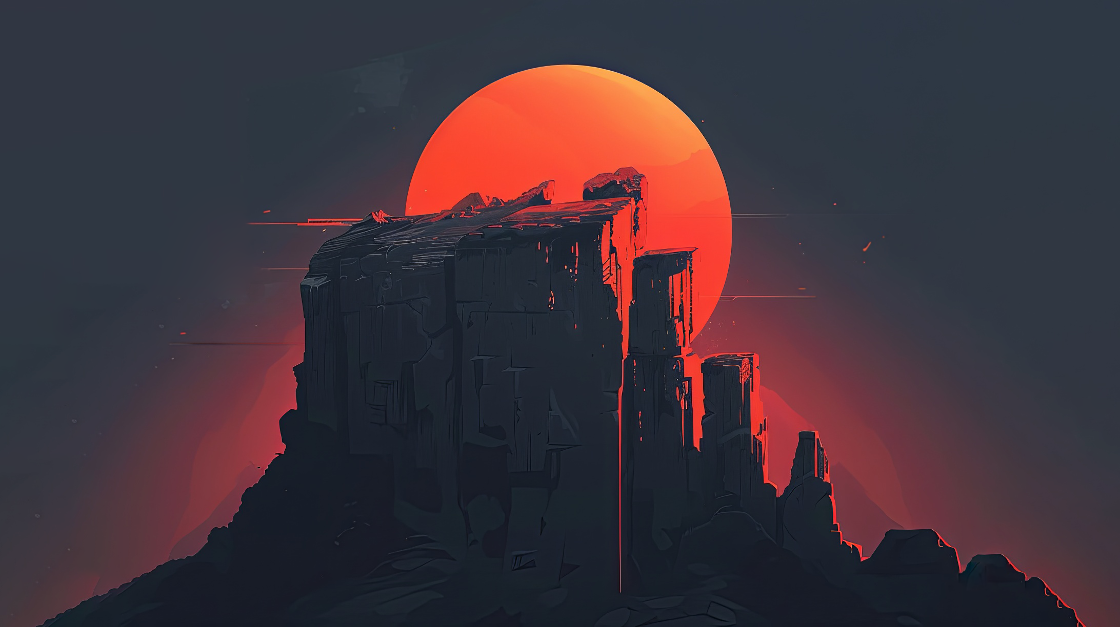 Landscape of the sunrise mountain, minimal wallpaper