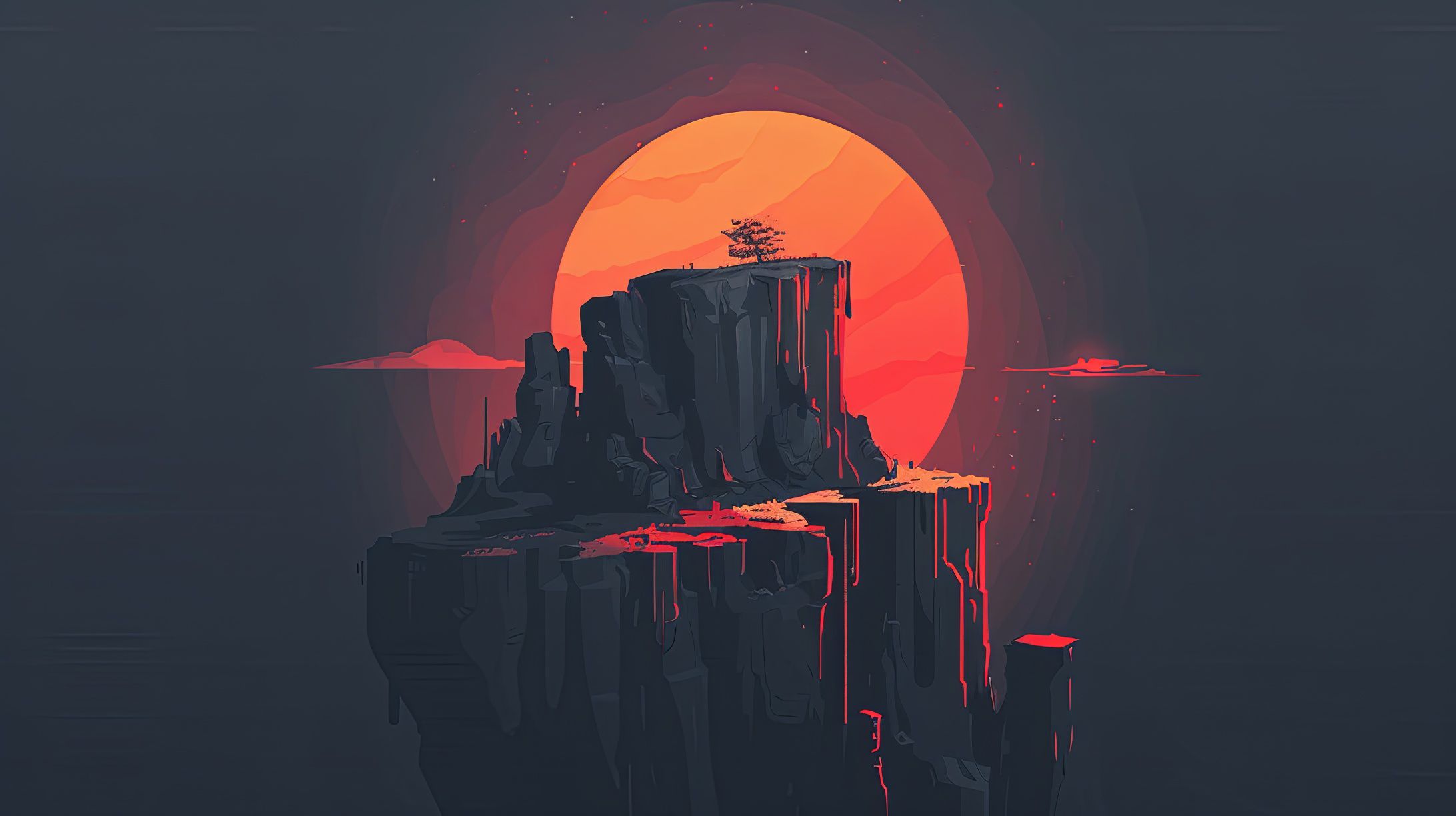 Landscape of the sunrise mountain, minimal wallpaper