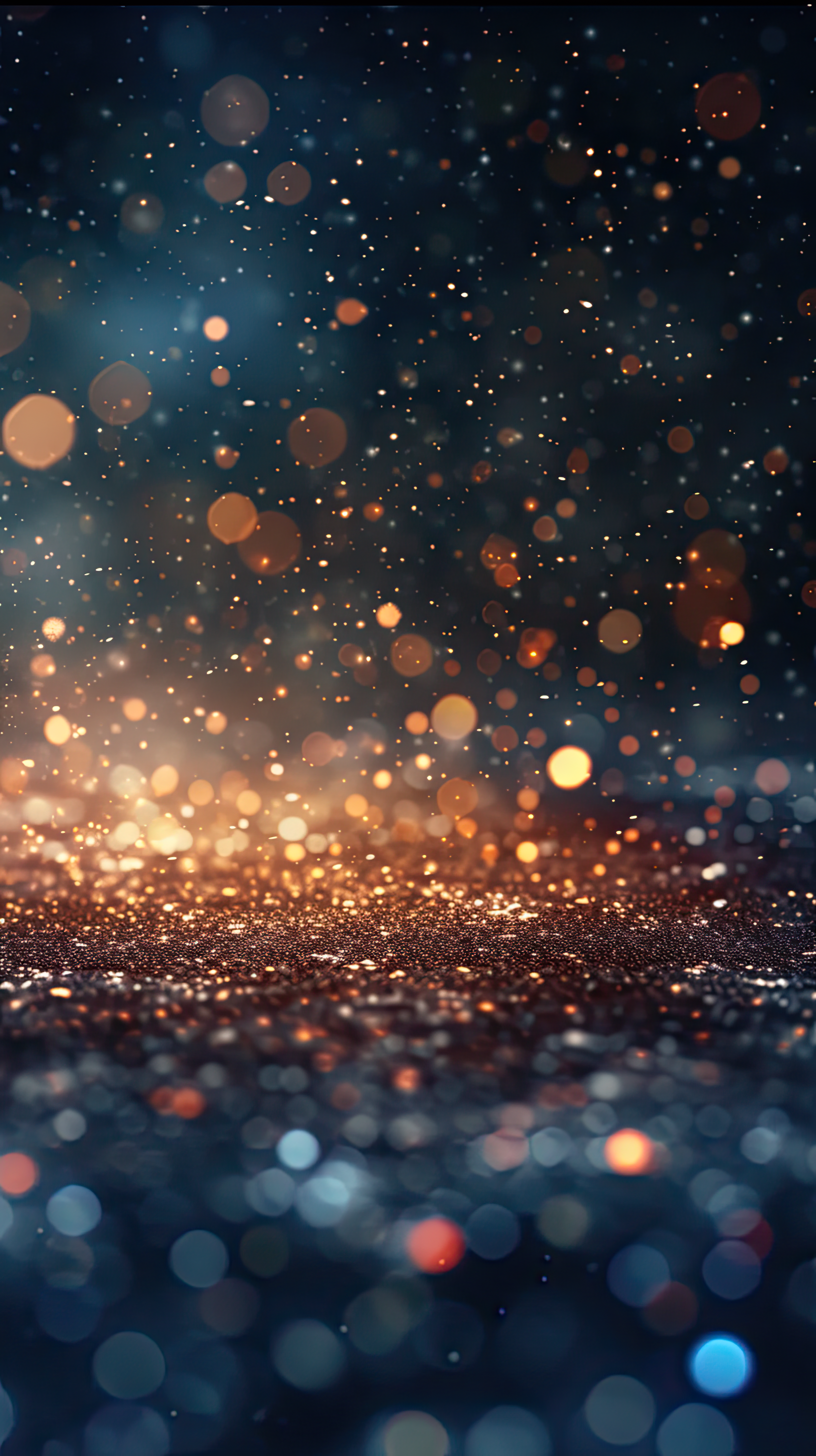 Multicolored particles are in air with depth of field and bokeh, Abstract background with particles in dark background