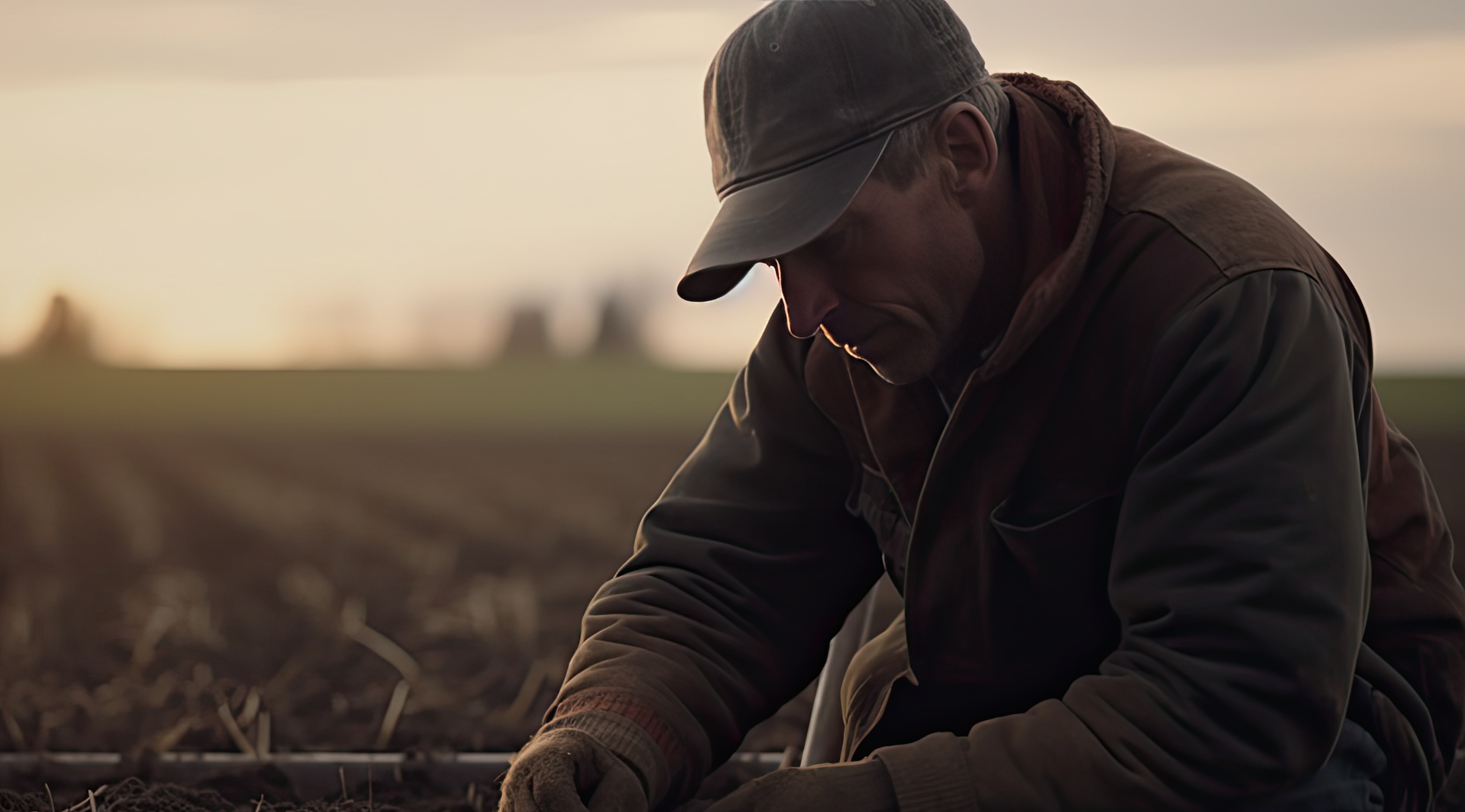 A farmer planting seeds in a fertile field, ai generative
