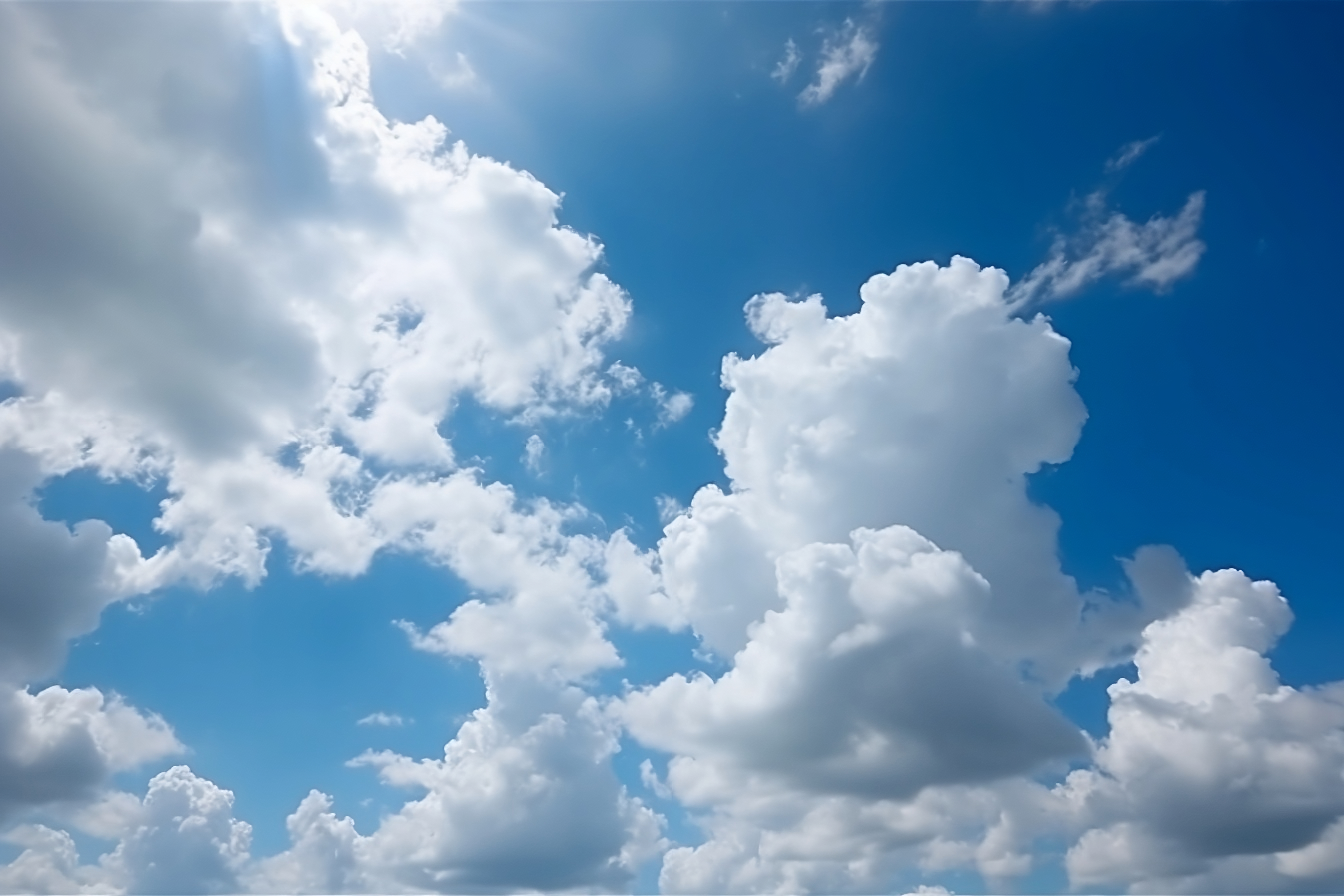 Beautiful Sun Shining Through Soft Clouds in Sky