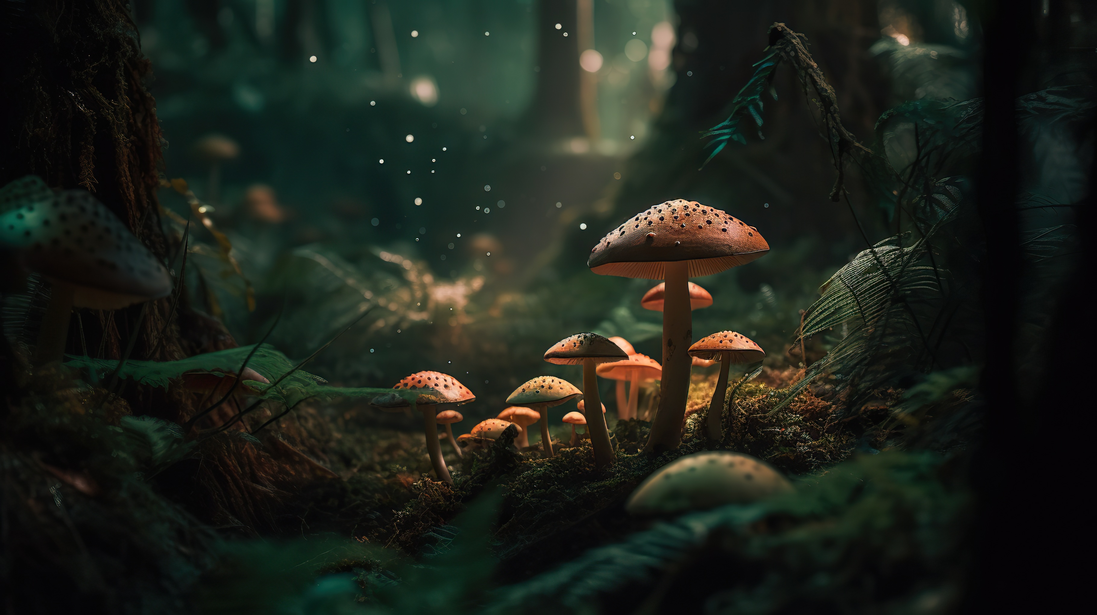 Close-up shot of Mushrooms in the Forest