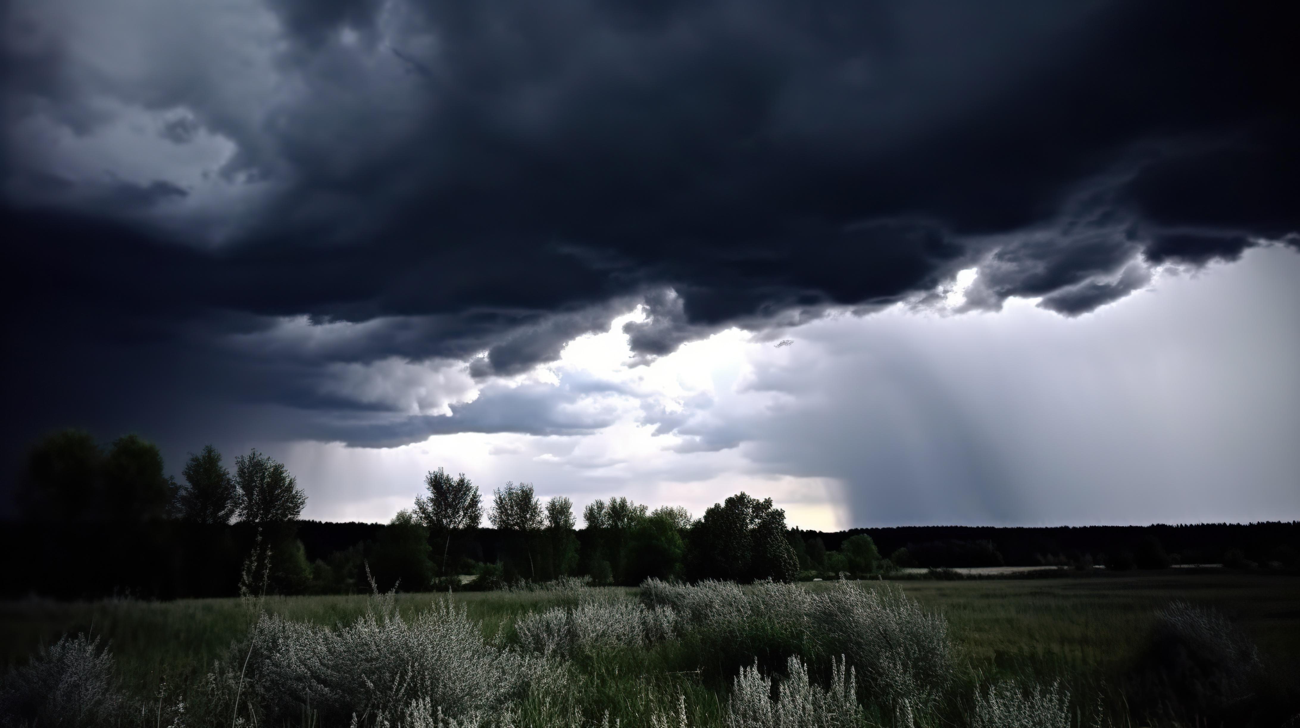 Dark Clouds Over a Field, Rainy Clouds