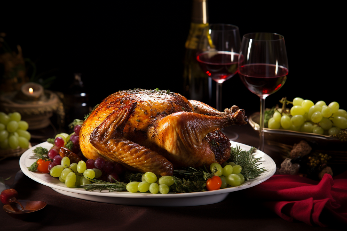 Festive celebration roasted turkey with gravy for Thanksgiving or Christmas