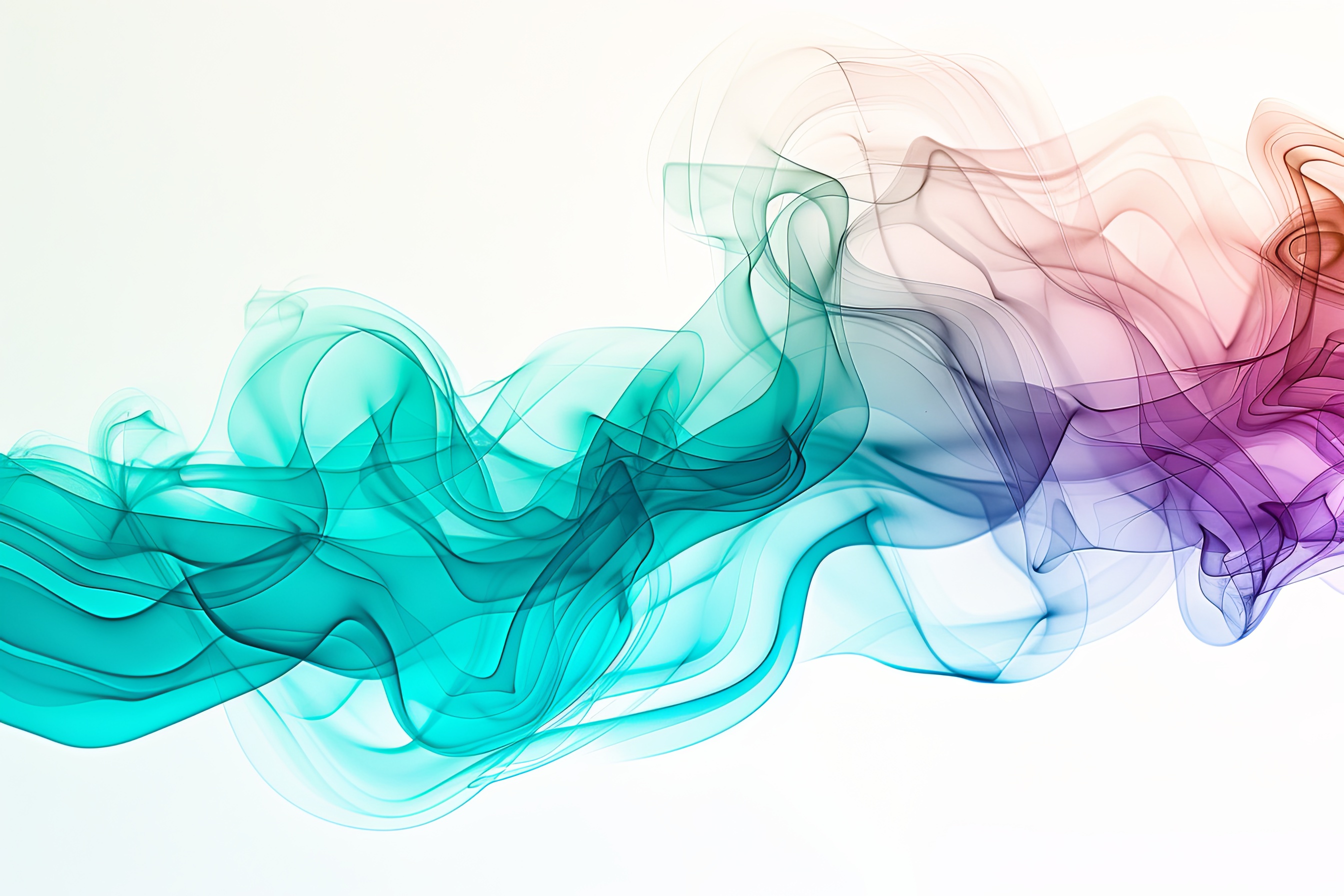 Abstract colorful smoke on white background
