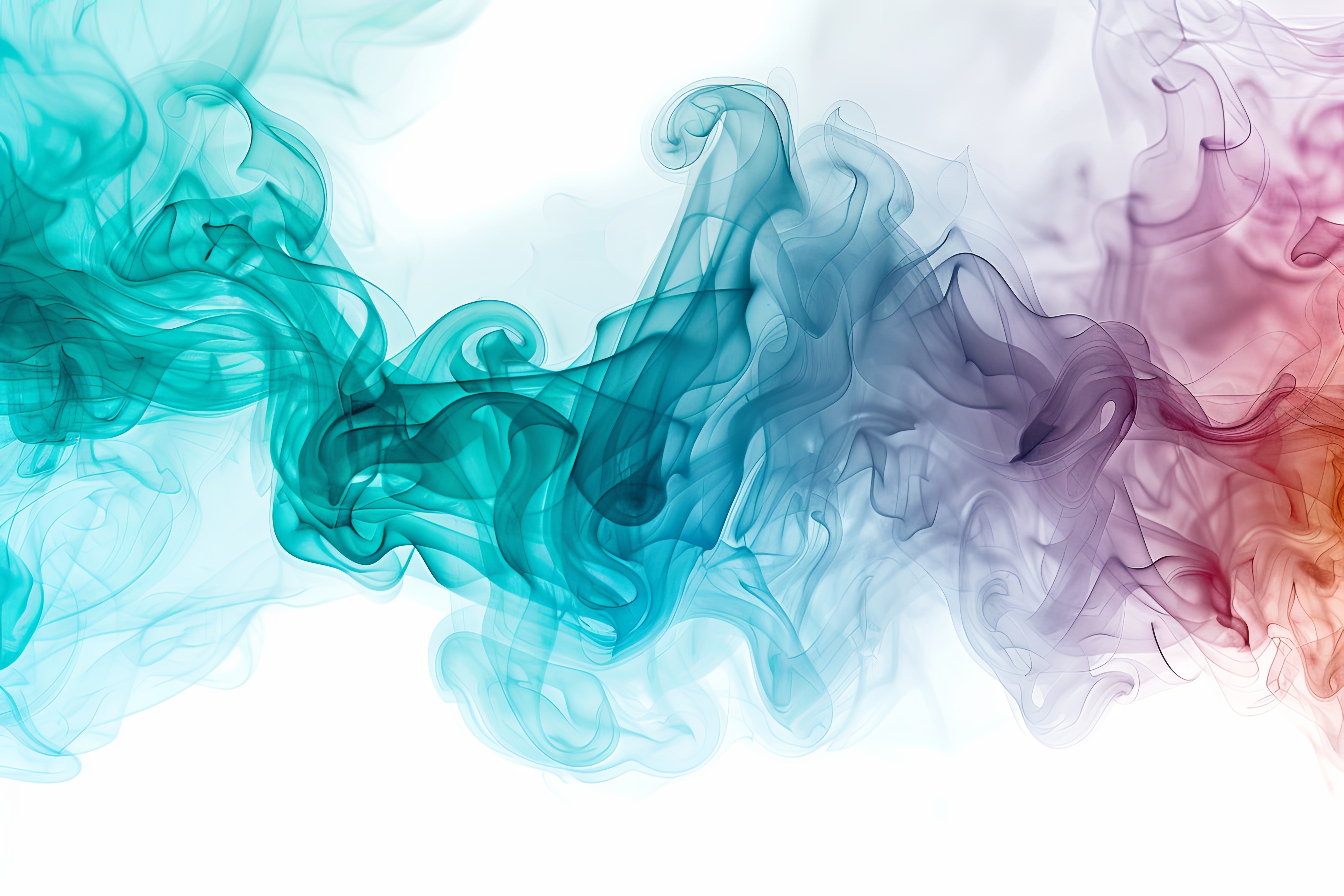 Abstract colorful smoke on white background