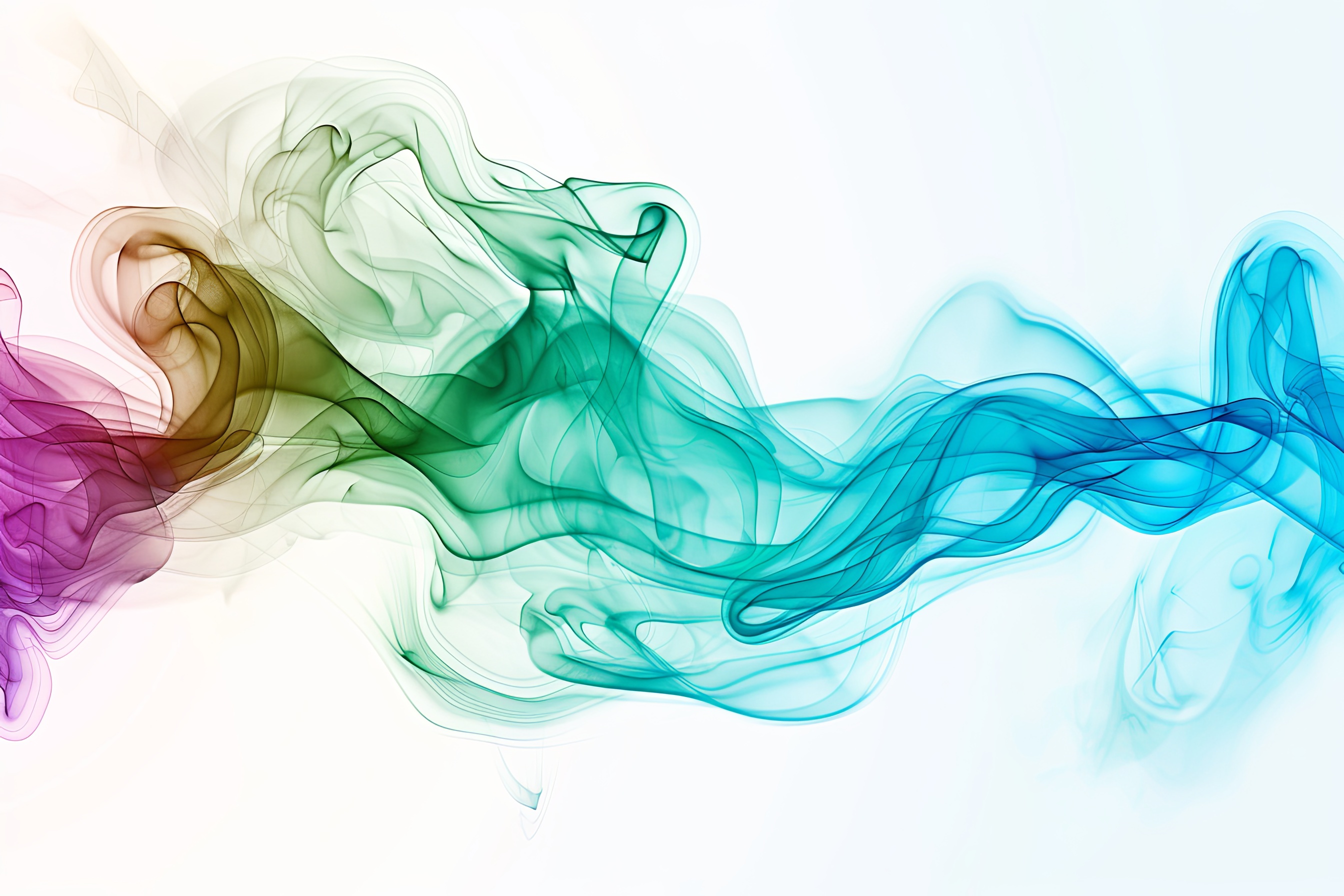 Abstract colorful smoke on white background