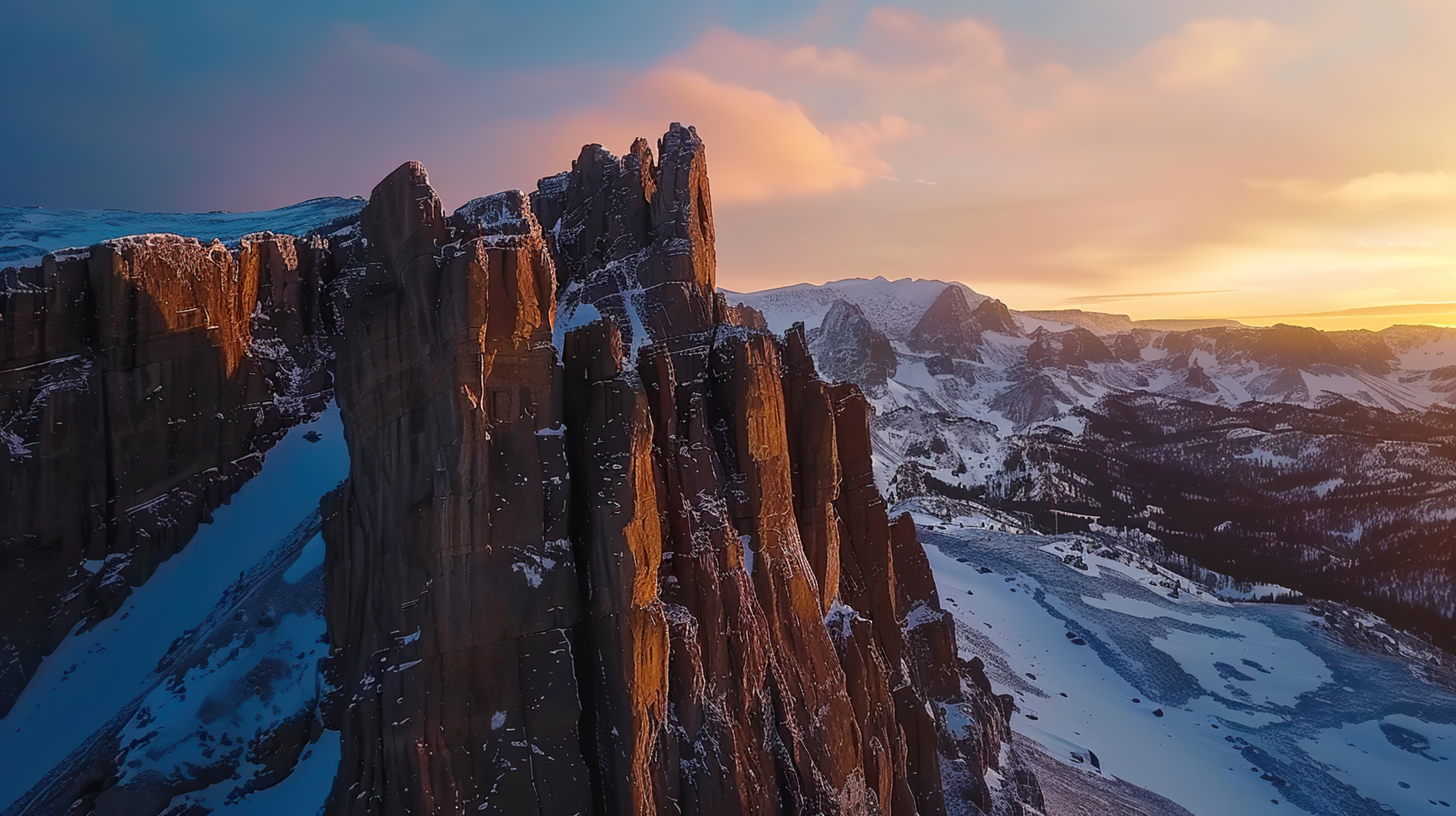 Beautiful sunset over the mountains