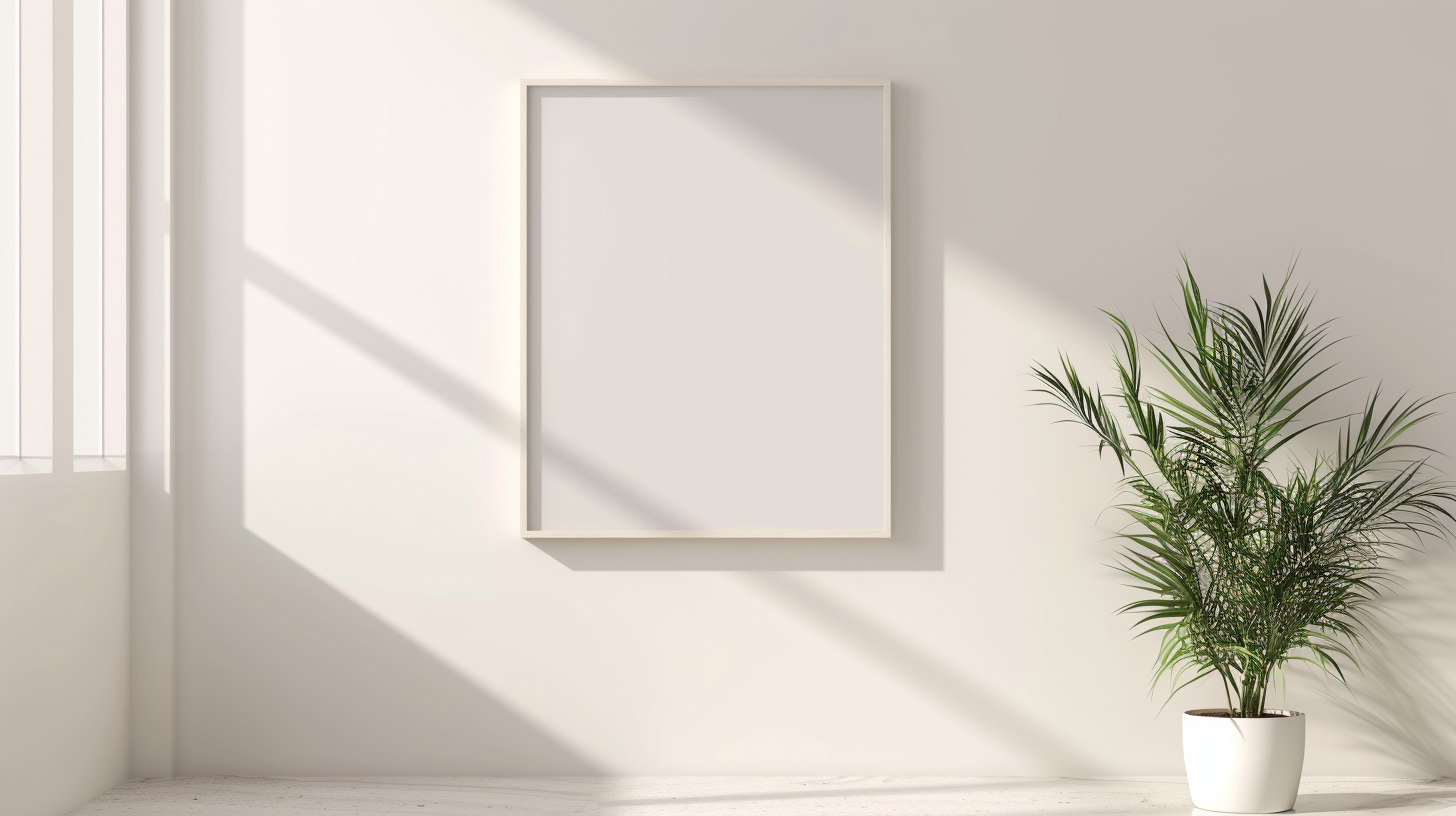 Blank frame for mockup, frame hanging on a wall