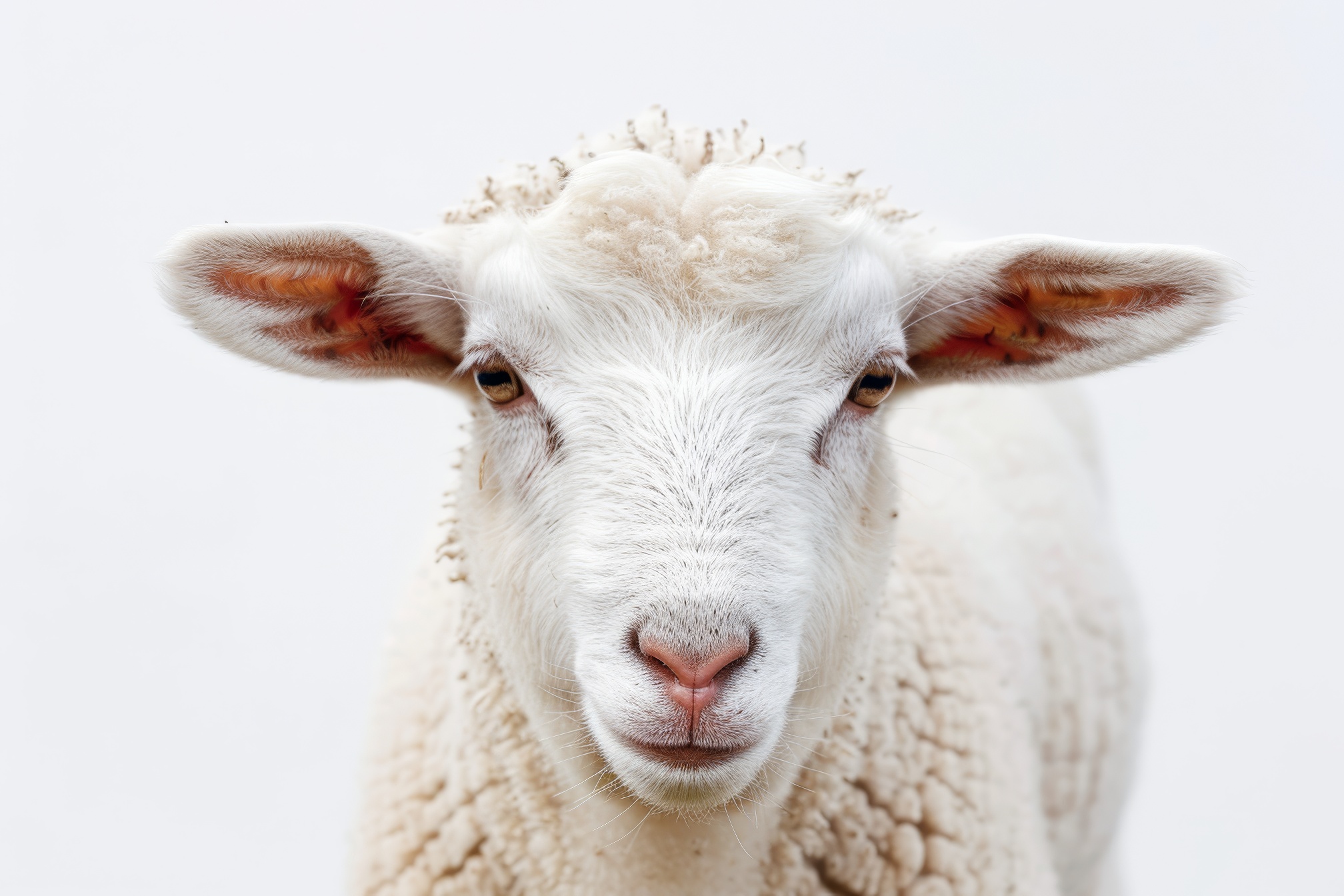 Close-up of a Sheep's head against white background