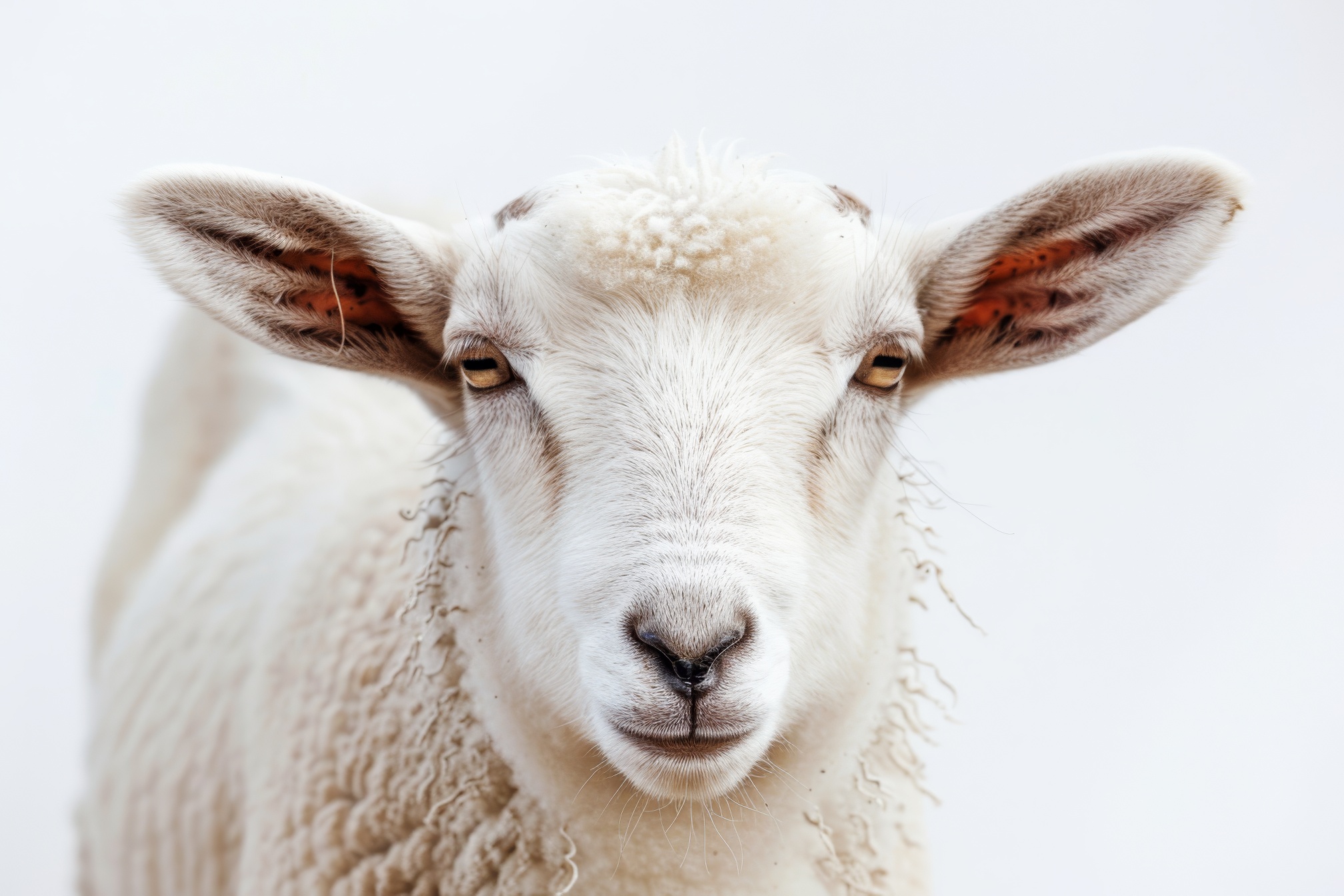 Close-up of a Sheep's head against white background