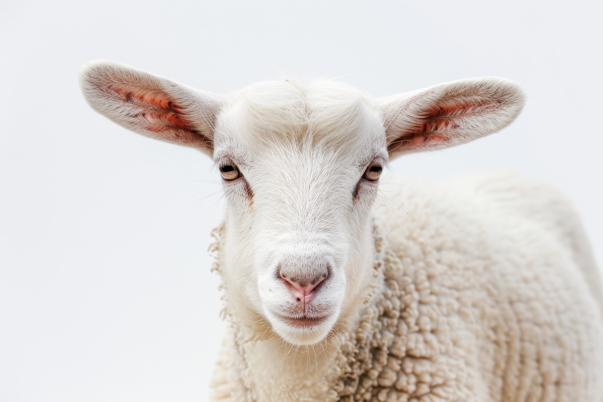 Close-up of a Sheep's head against white background