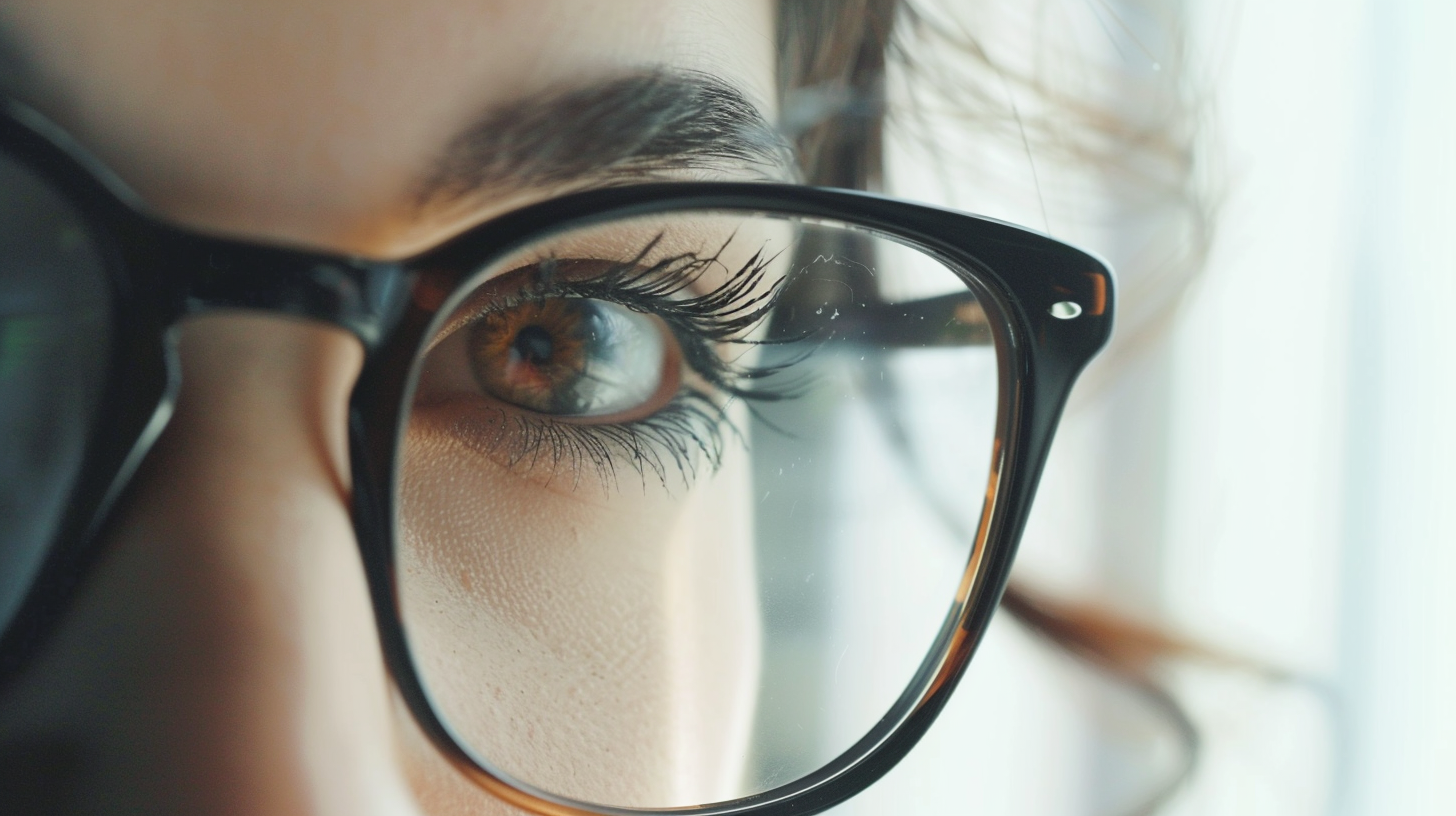 Close-up portrait of a girl in glasses, Generative AI
