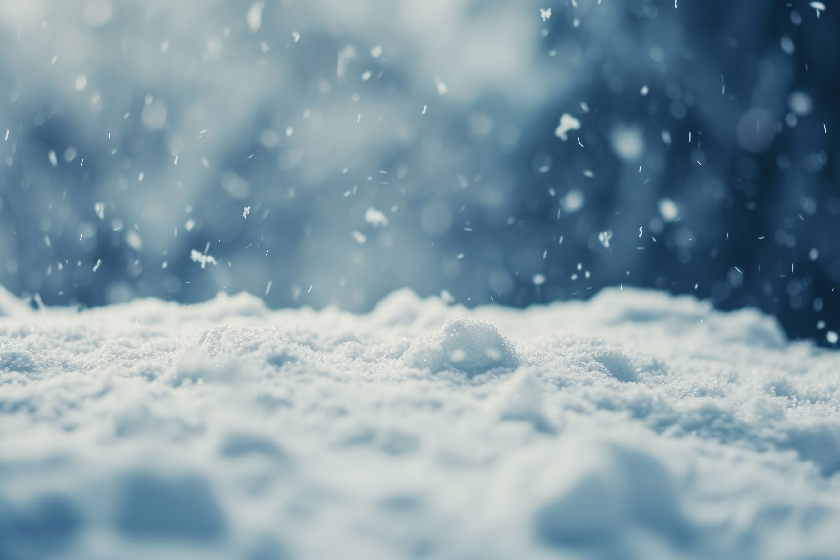 Close-up shot of Snowfall. Beautiful winter background