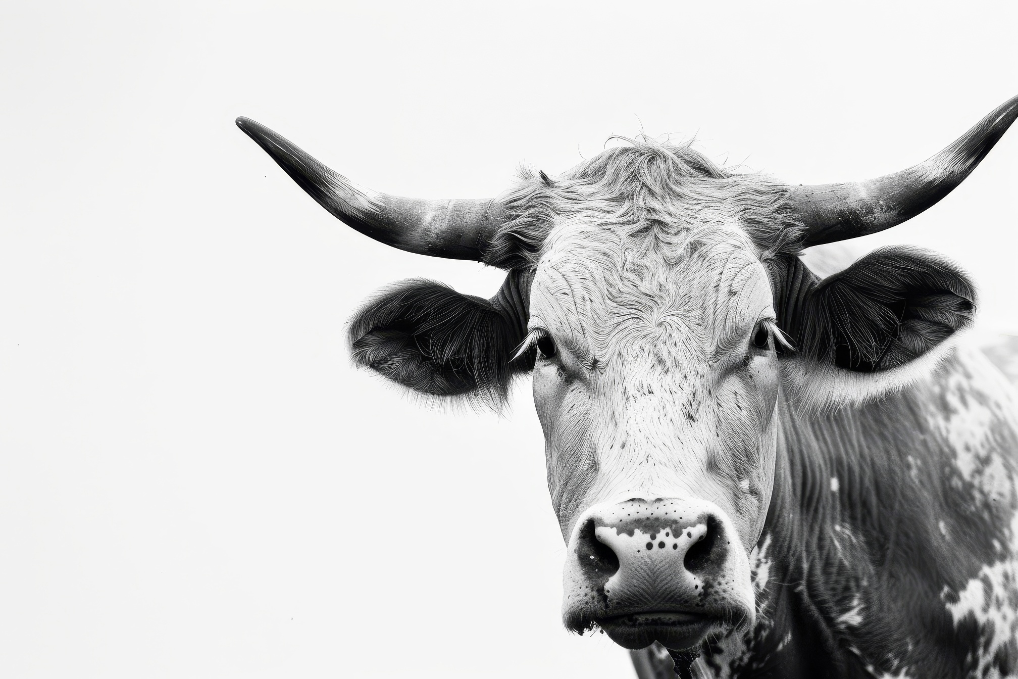 Close-up shot of a white cow