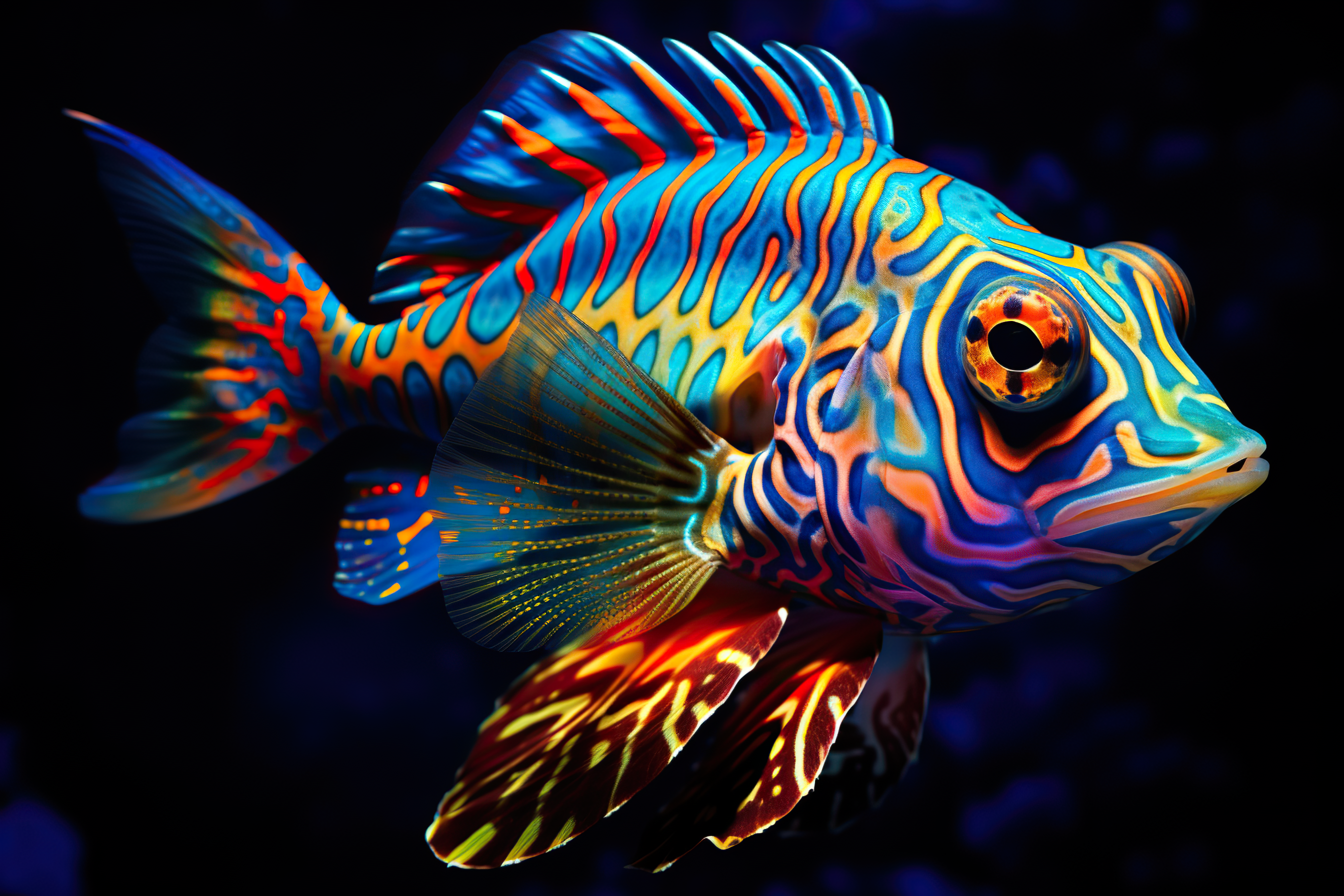 Close shot of a colorful fish