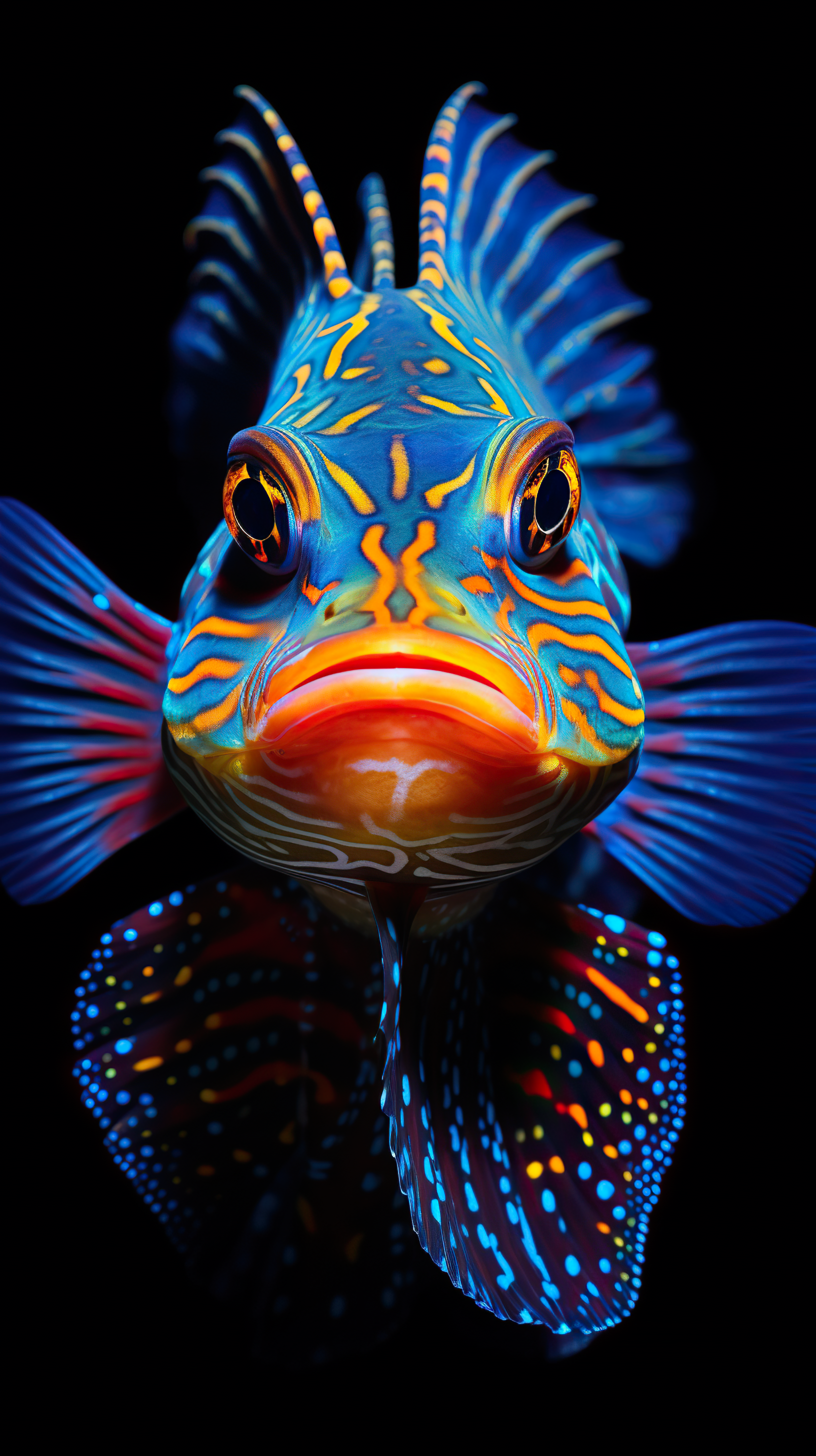 Close shot of a colorful fish