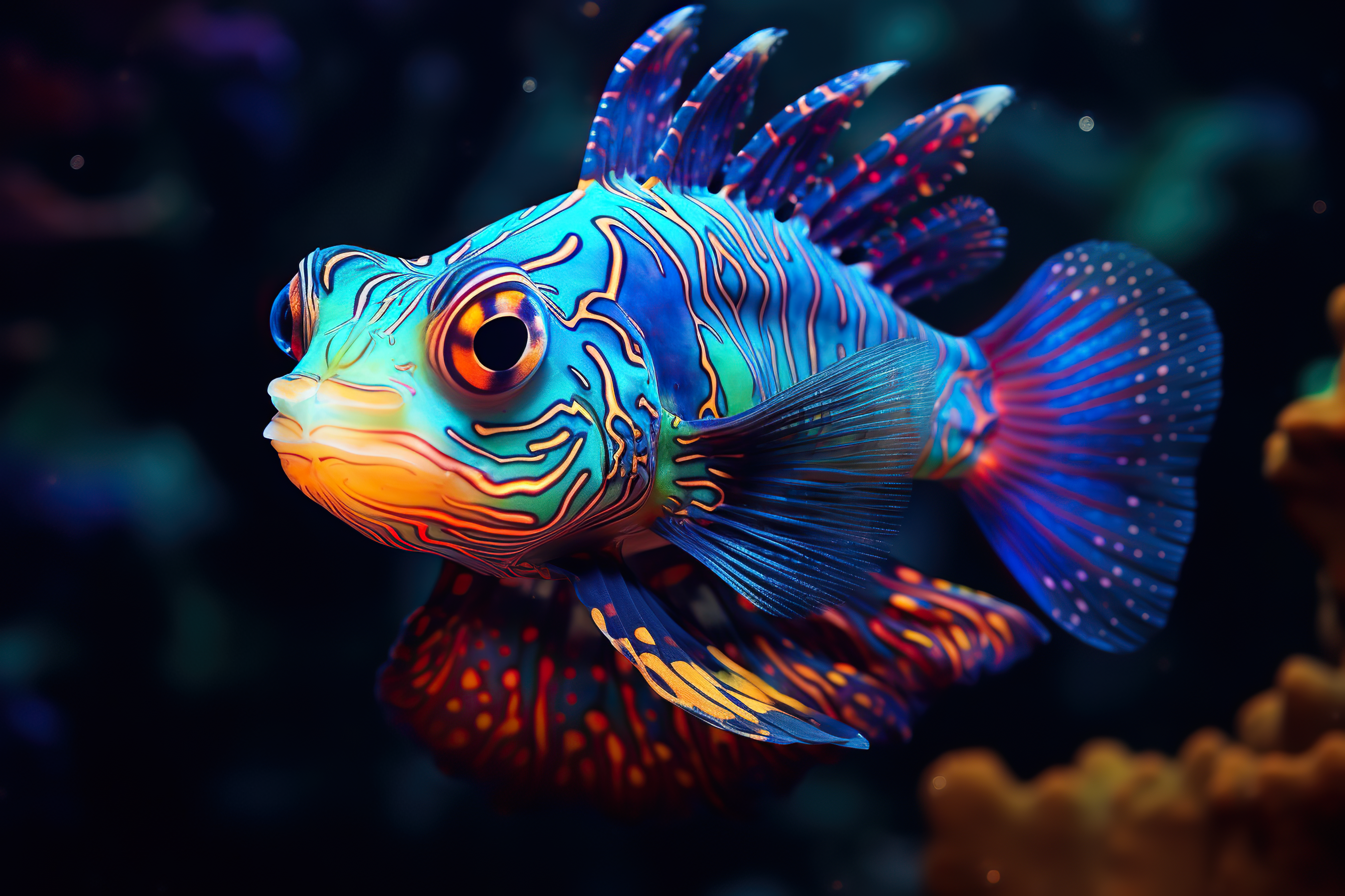Close shot of a colorful fish