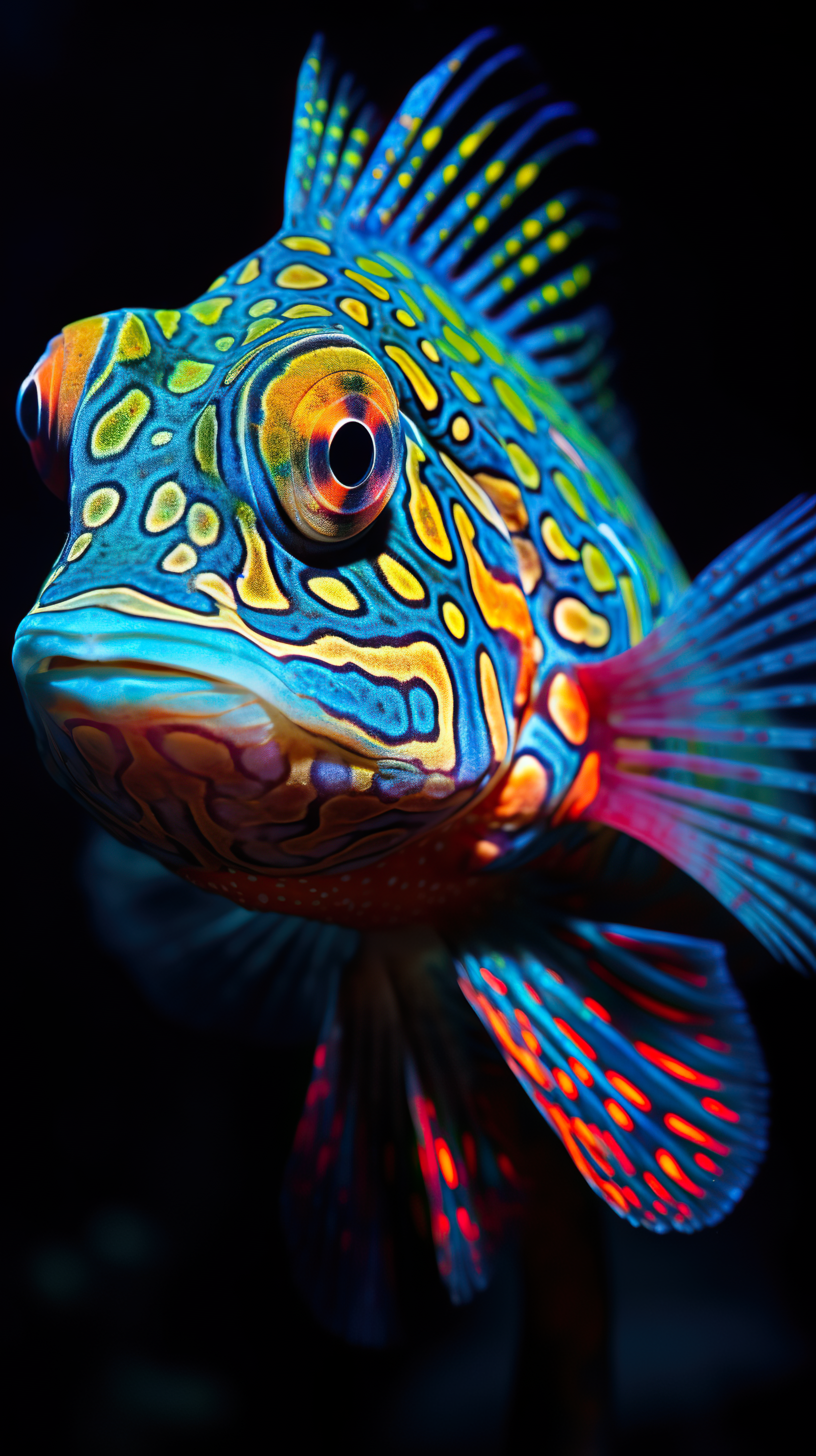 Close shot of a colorful fish
