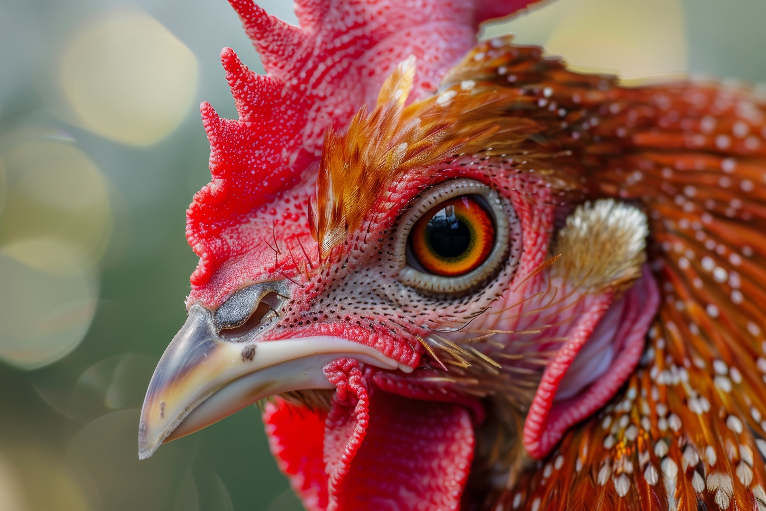 Close up view of a rooster head