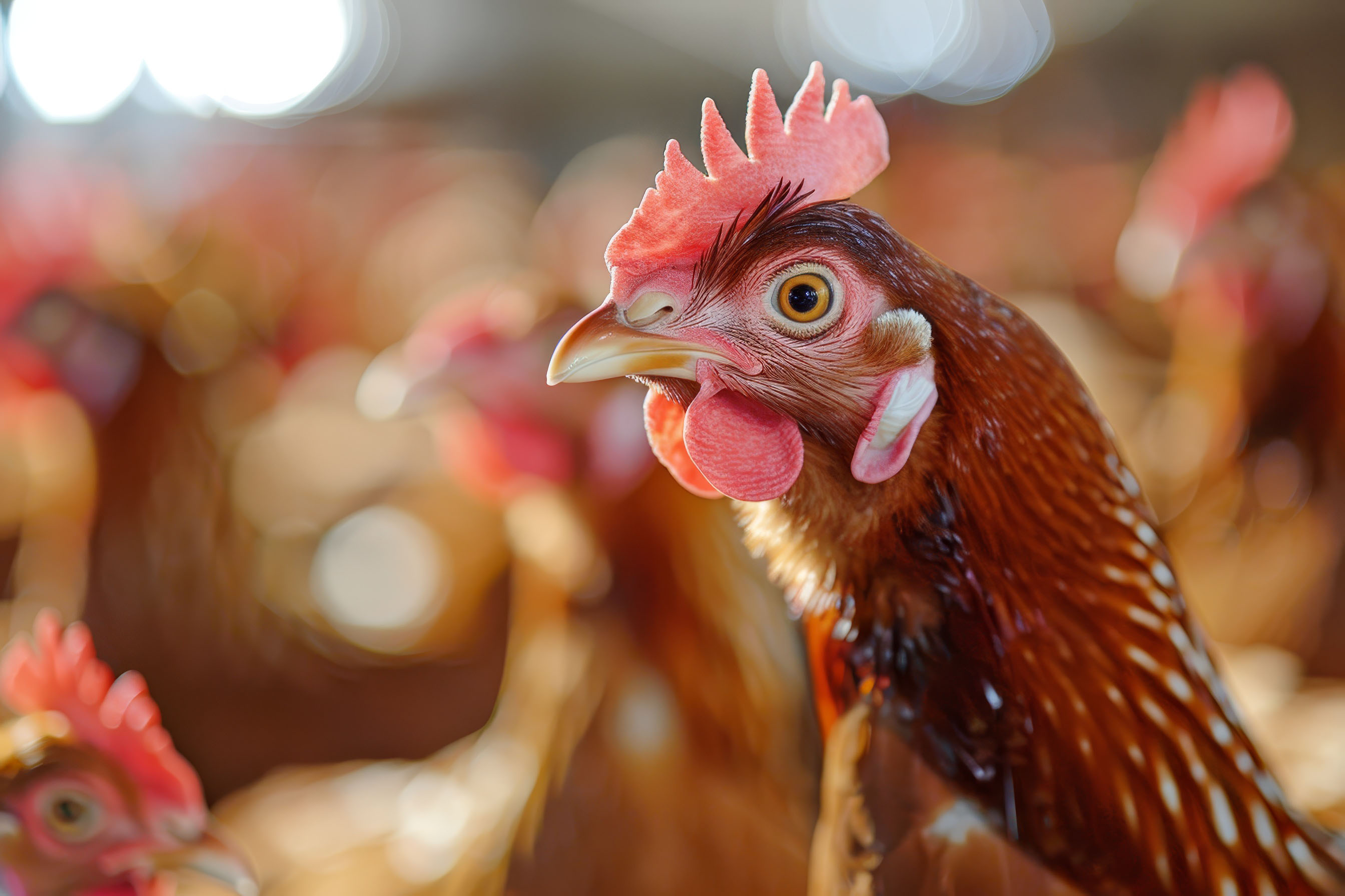 Close up view of a rooster head