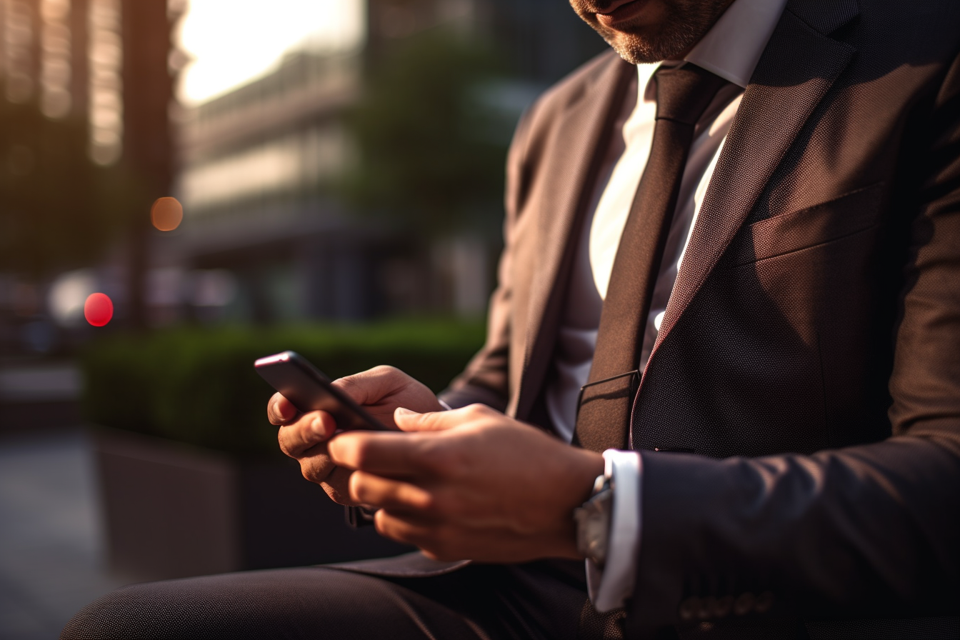 Closeup shot of businessman holding smartphone