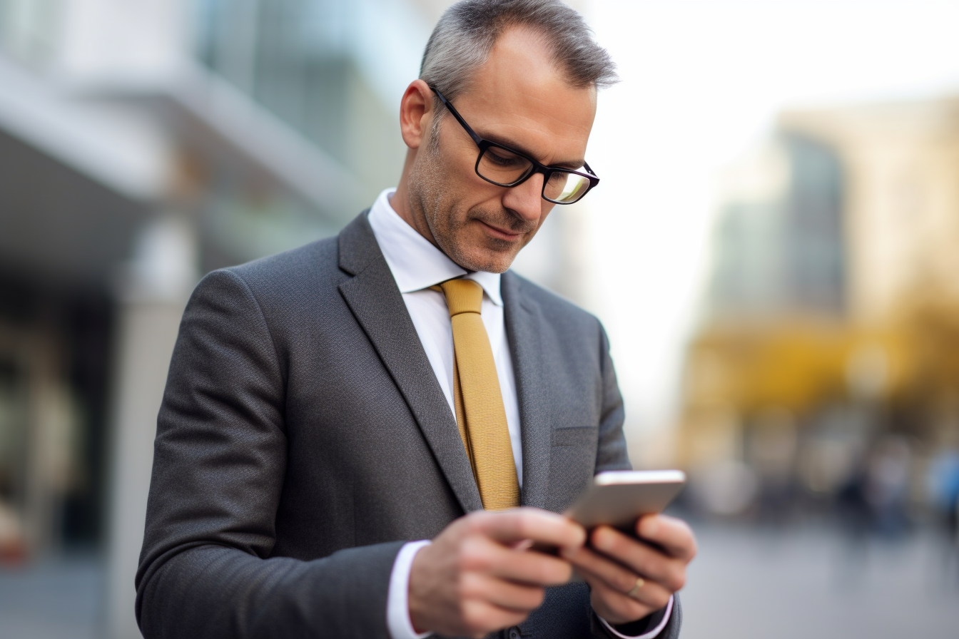 Closeup shot of businessman holding smartphone
