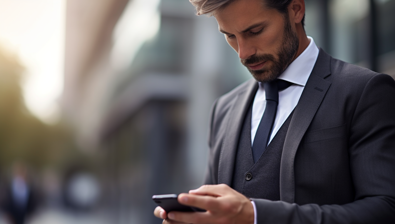 Closeup shot of businessman holding smartphone