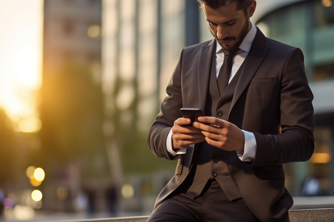 Closeup shot of businessman holding smartphone