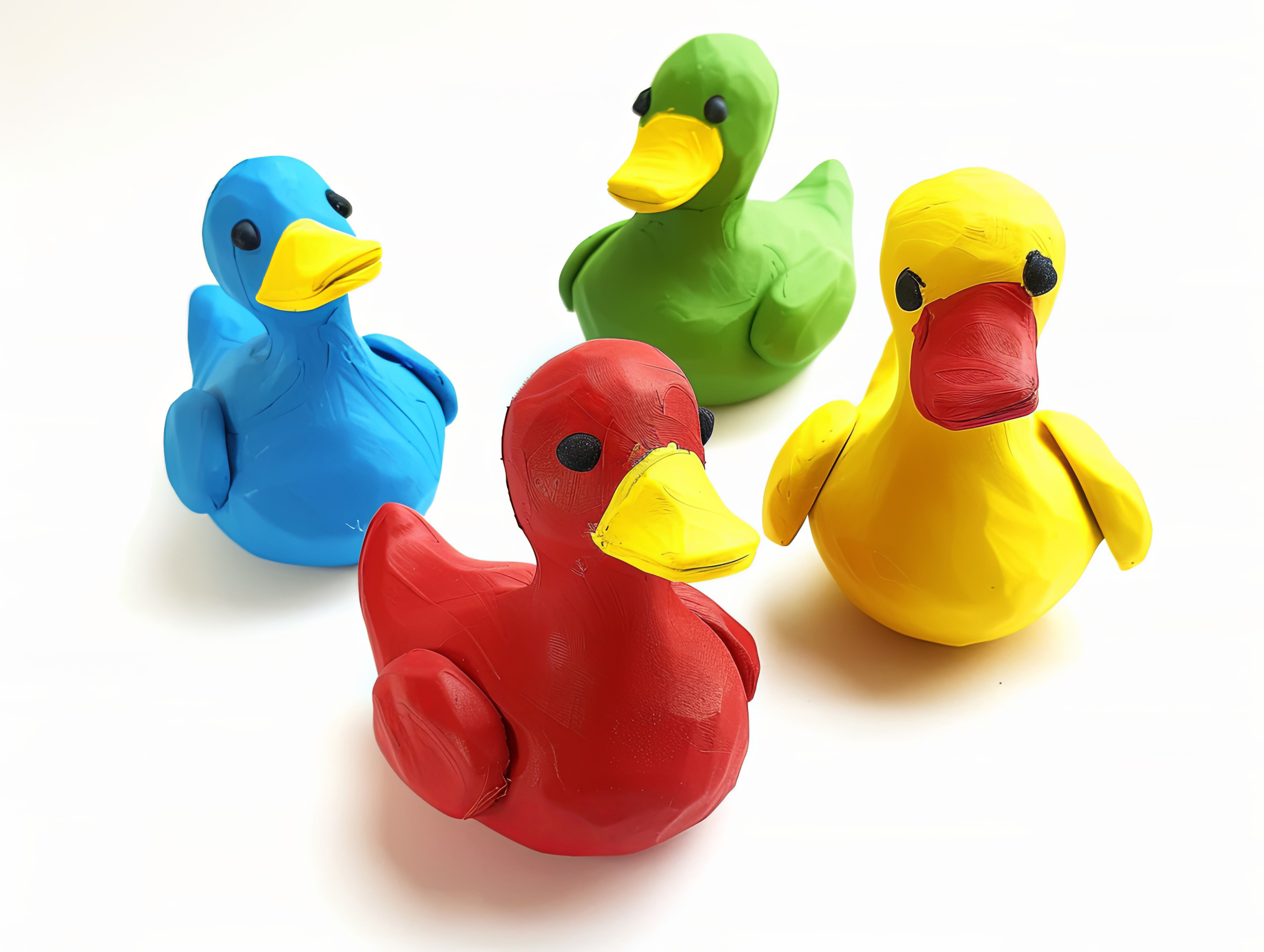 Colorful Ducks Toy on White Background