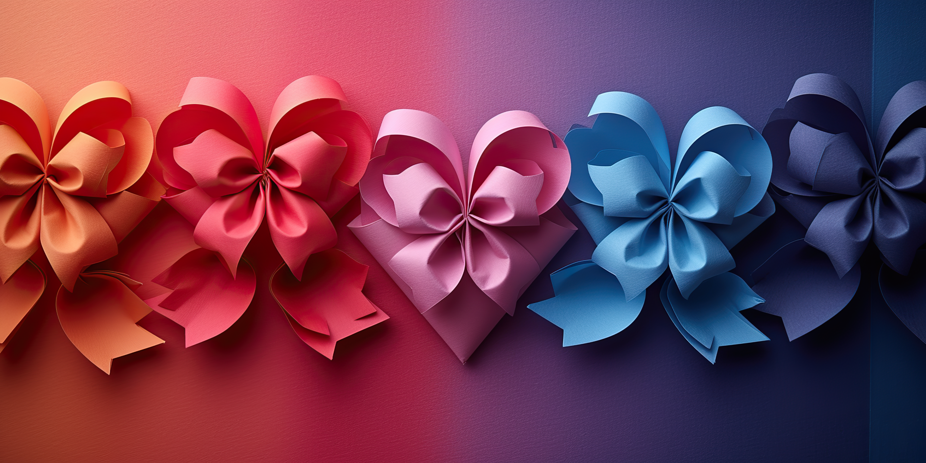 Colorful rebons on colorful background.Valantines day background