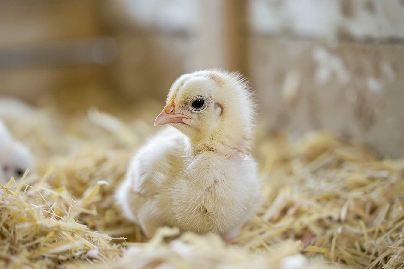Cute little chicks on the farm