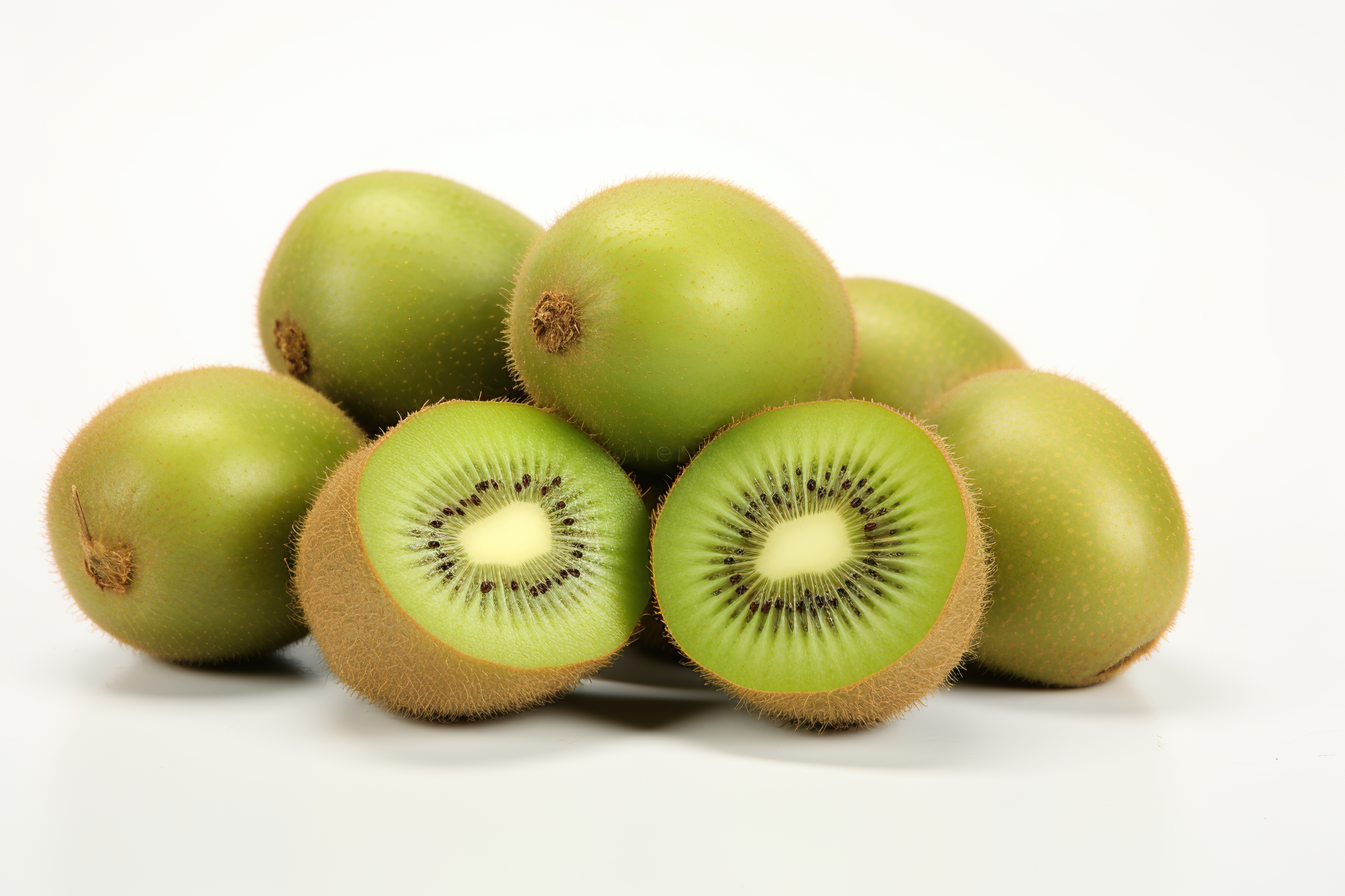 Delicious ripe kiwi fruits, isolated on white background