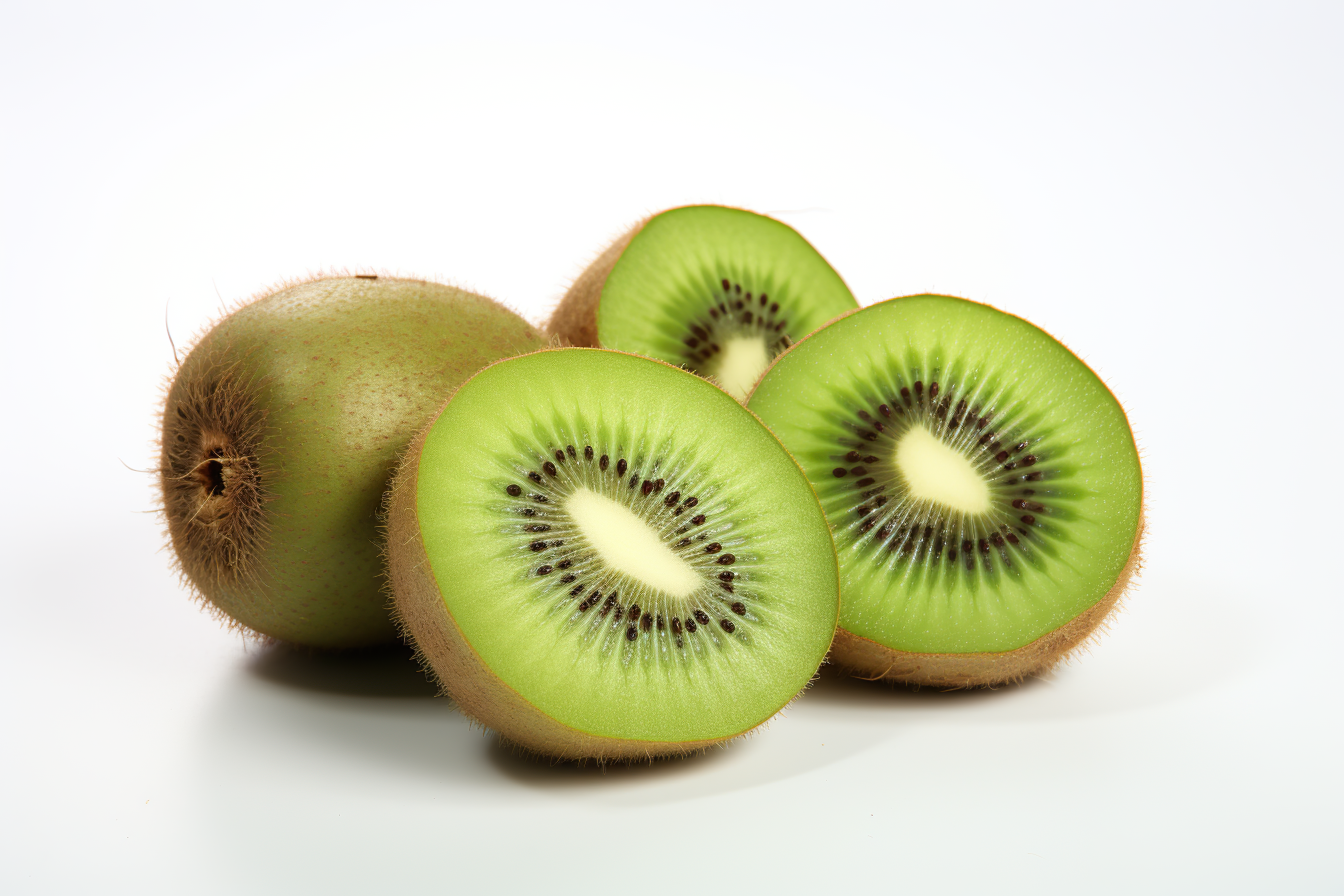 Delicious ripe kiwi fruits, isolated on white background