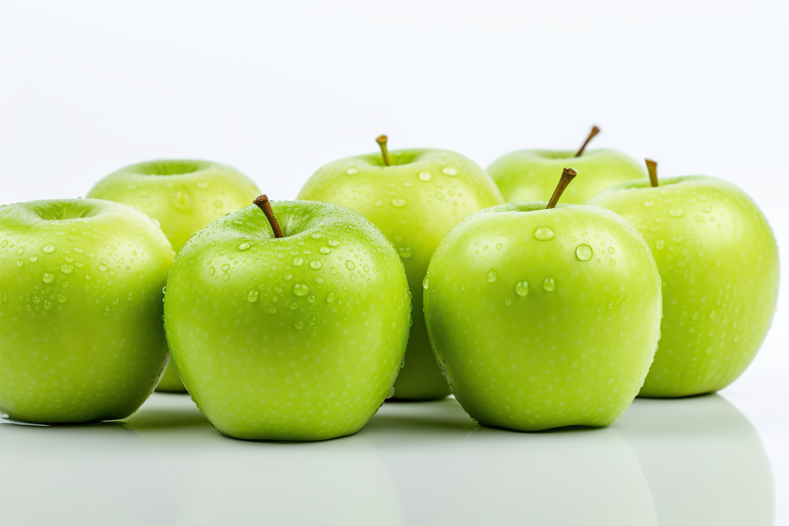 Fresh green apples isolated on white background