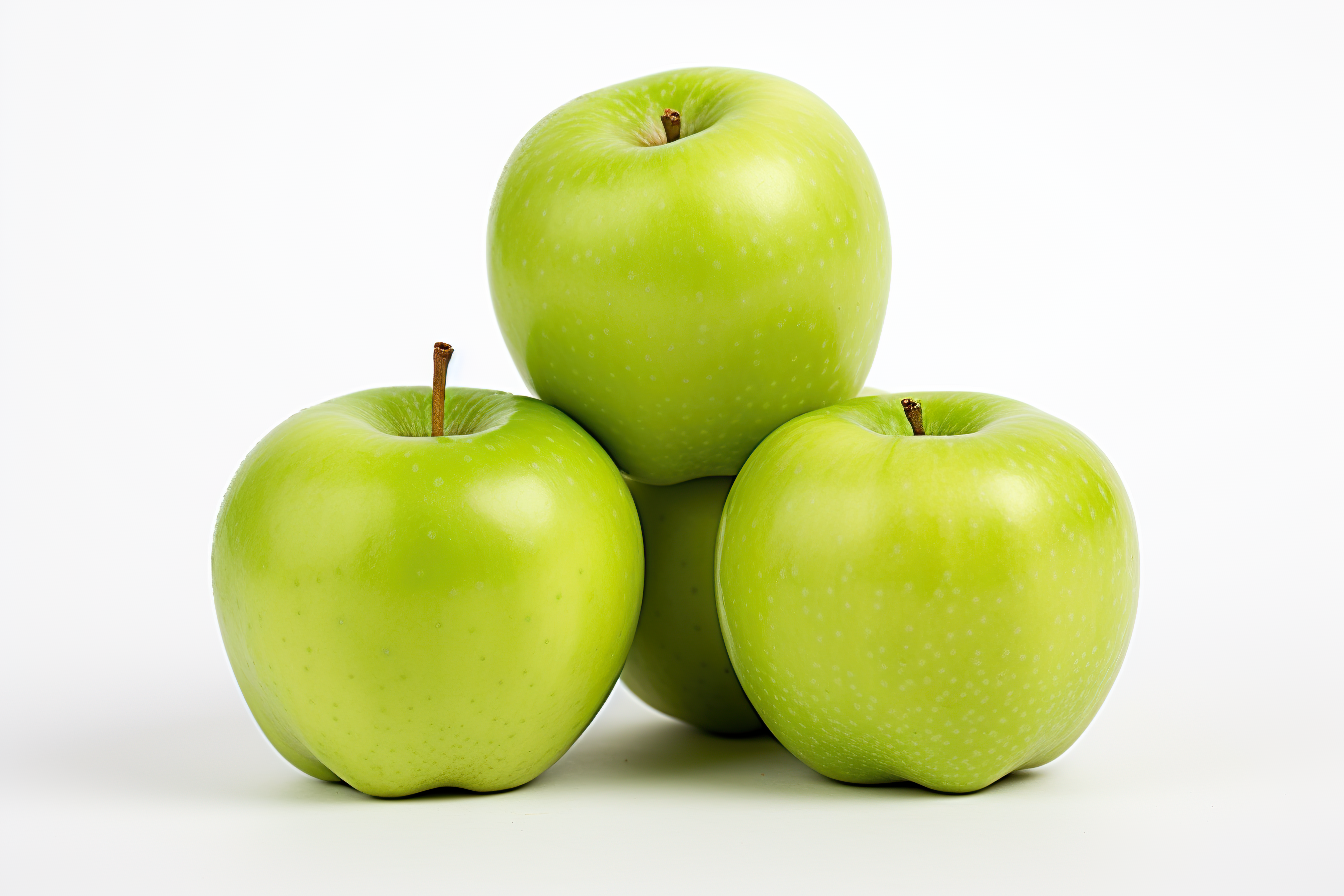Fresh green apples isolated on white background