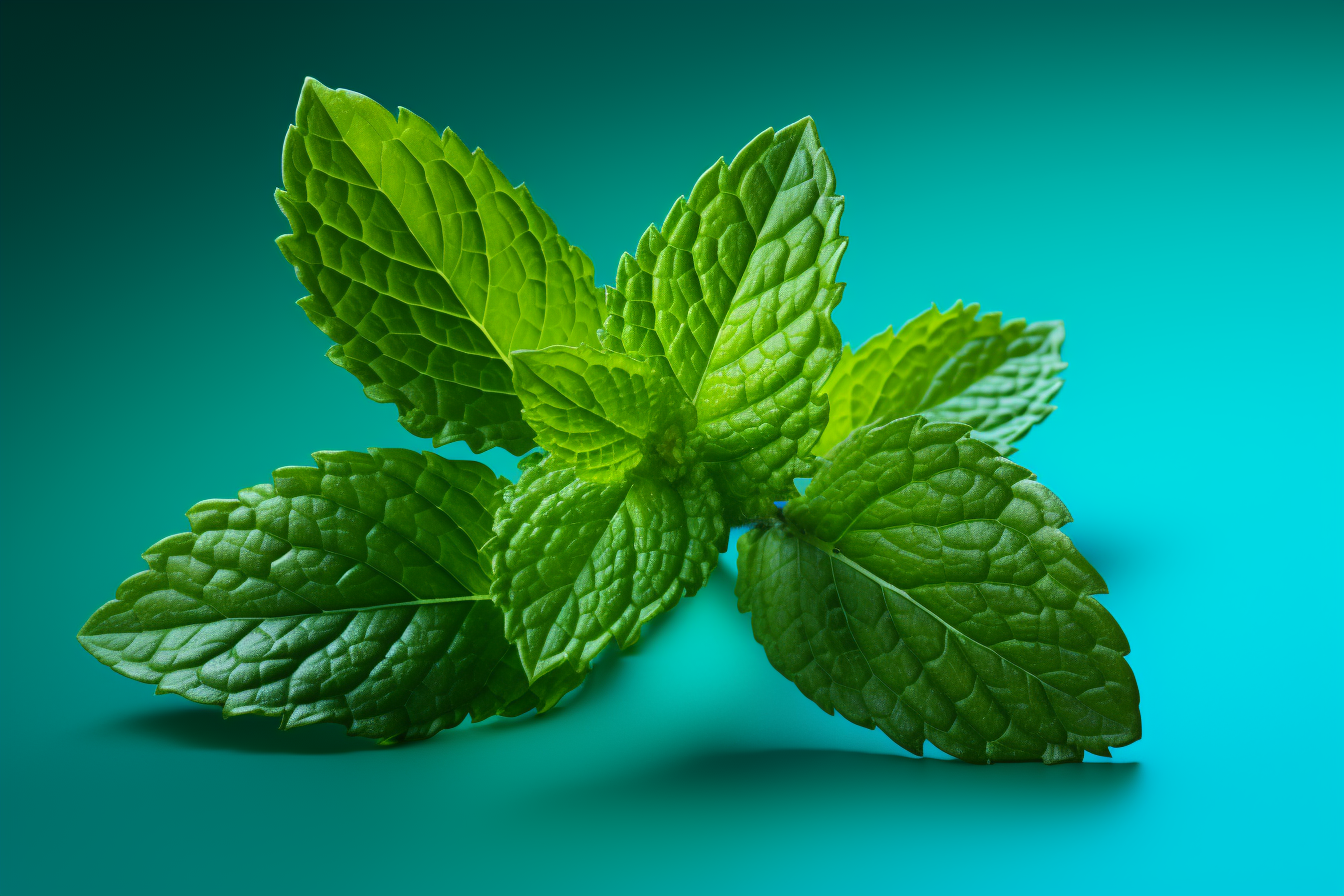 Fresh mint isolated on dark cyan background
