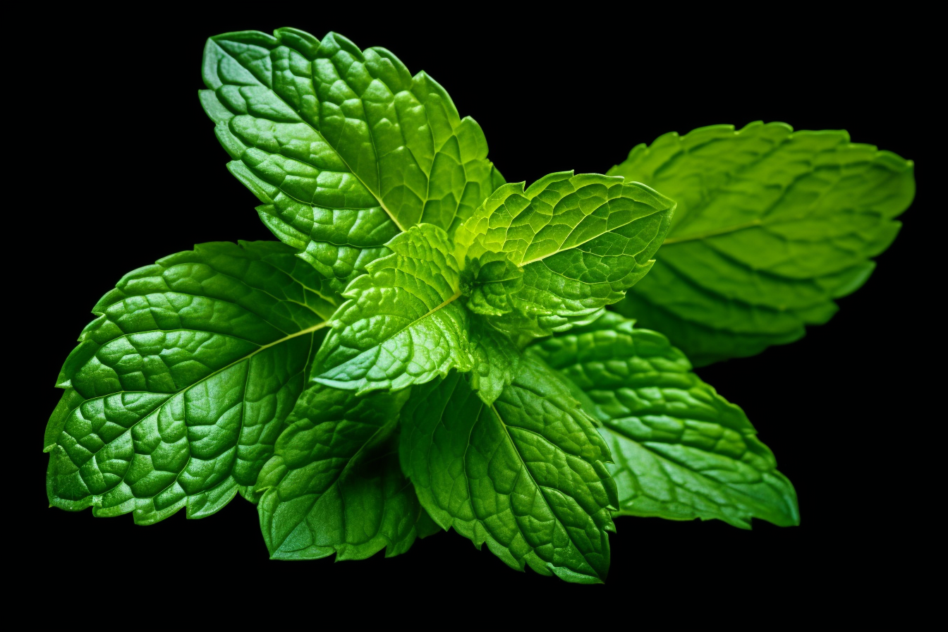 Fresh mint isolated on black background