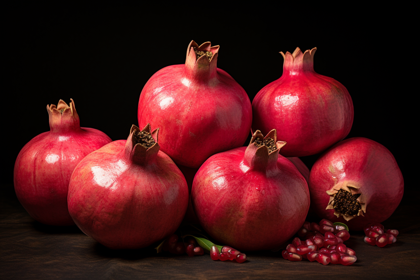 Fresh ripe pomegranate isolated on dark background